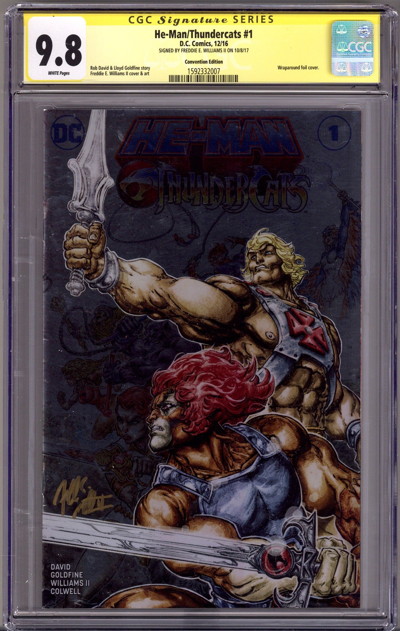 He-Man / Thundercats   1 CGC 9.8 (NM/M)   (2016) Foil   Convention Variant  Signed x1 Cover Freddie Williams II 