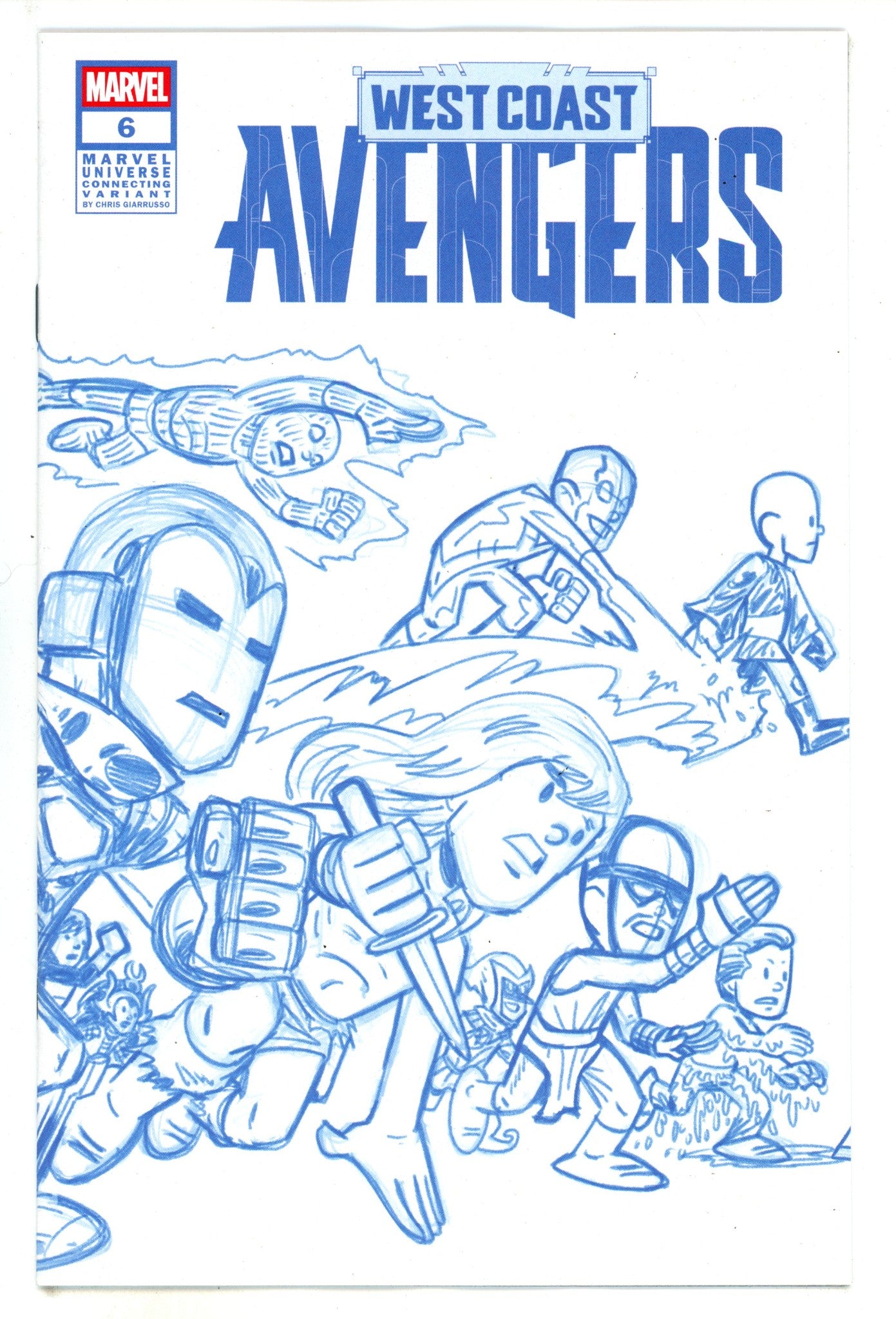 West Coast Avengers Vol 4 6 Giarrusso Blue Line Art Wraparound Connecting Incentive Variant NM- (2025)