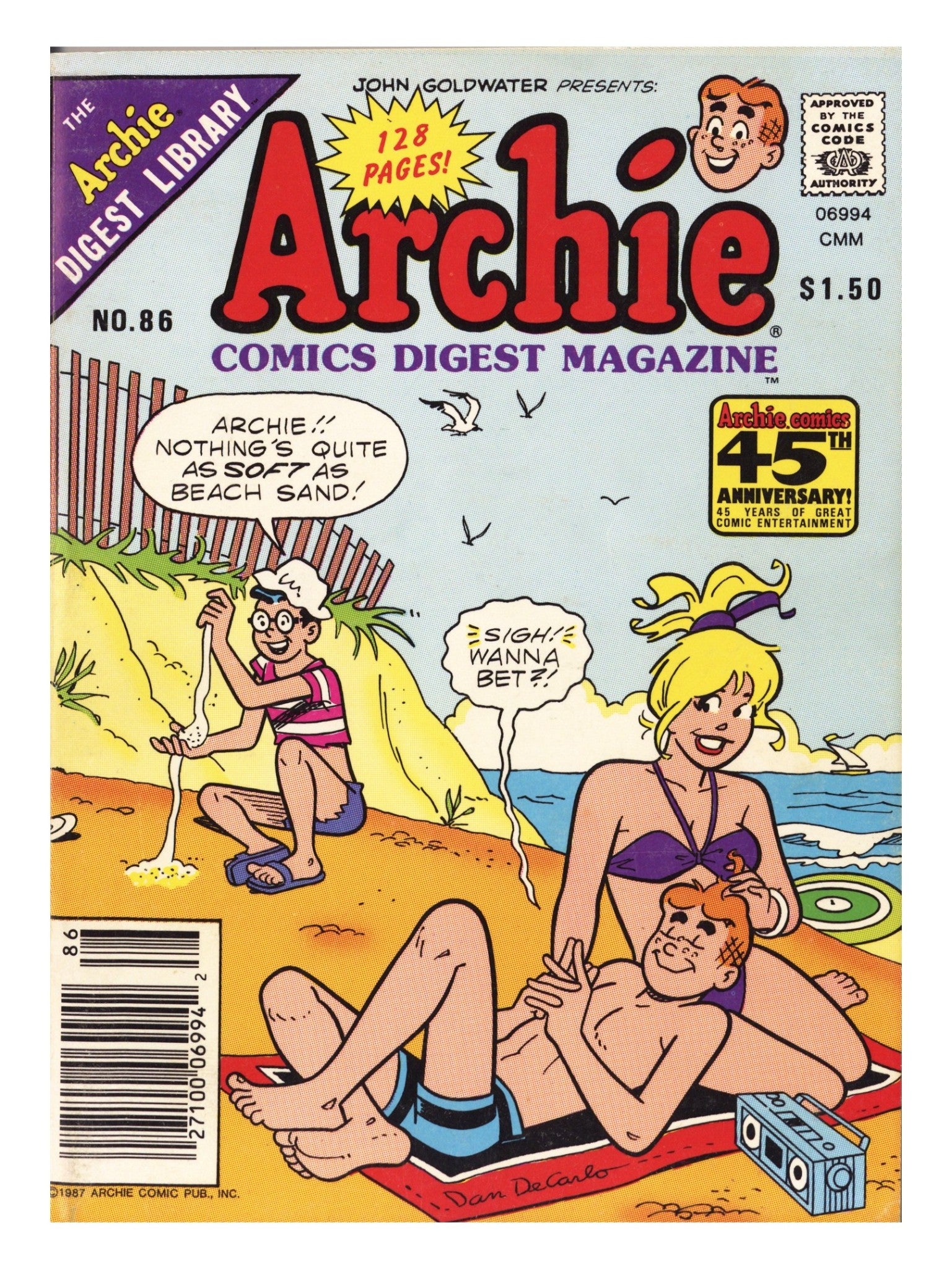 Archie Comics Digest 86 Low Grade (1987) Canadian Price Variant 