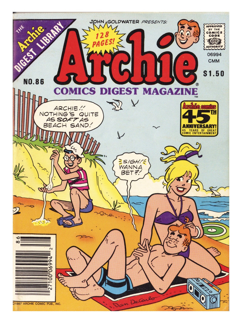 Archie Comics Digest 86 Low Grade (1987) Canadian Price Variant 