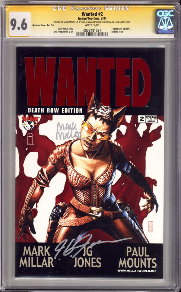 Wanted 2 CGC 9.6 (NM+) Death Row (2004) Jones Dynamic Forces Red Foil Variant Signed x2 Cover Mark Miller & J.G. Jones