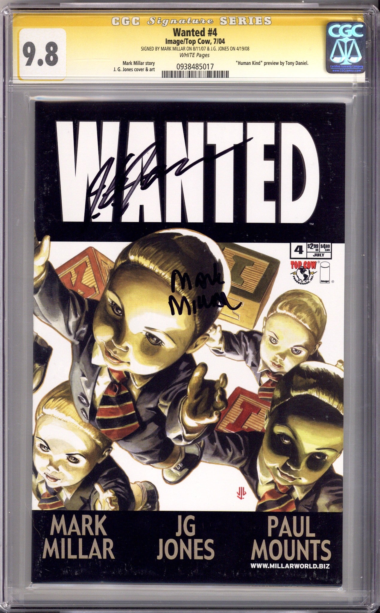 Wanted 4 CGC 9.8 (NM/M) (2004) Signed x2 Cover Mark Miller & J.G. Jones 