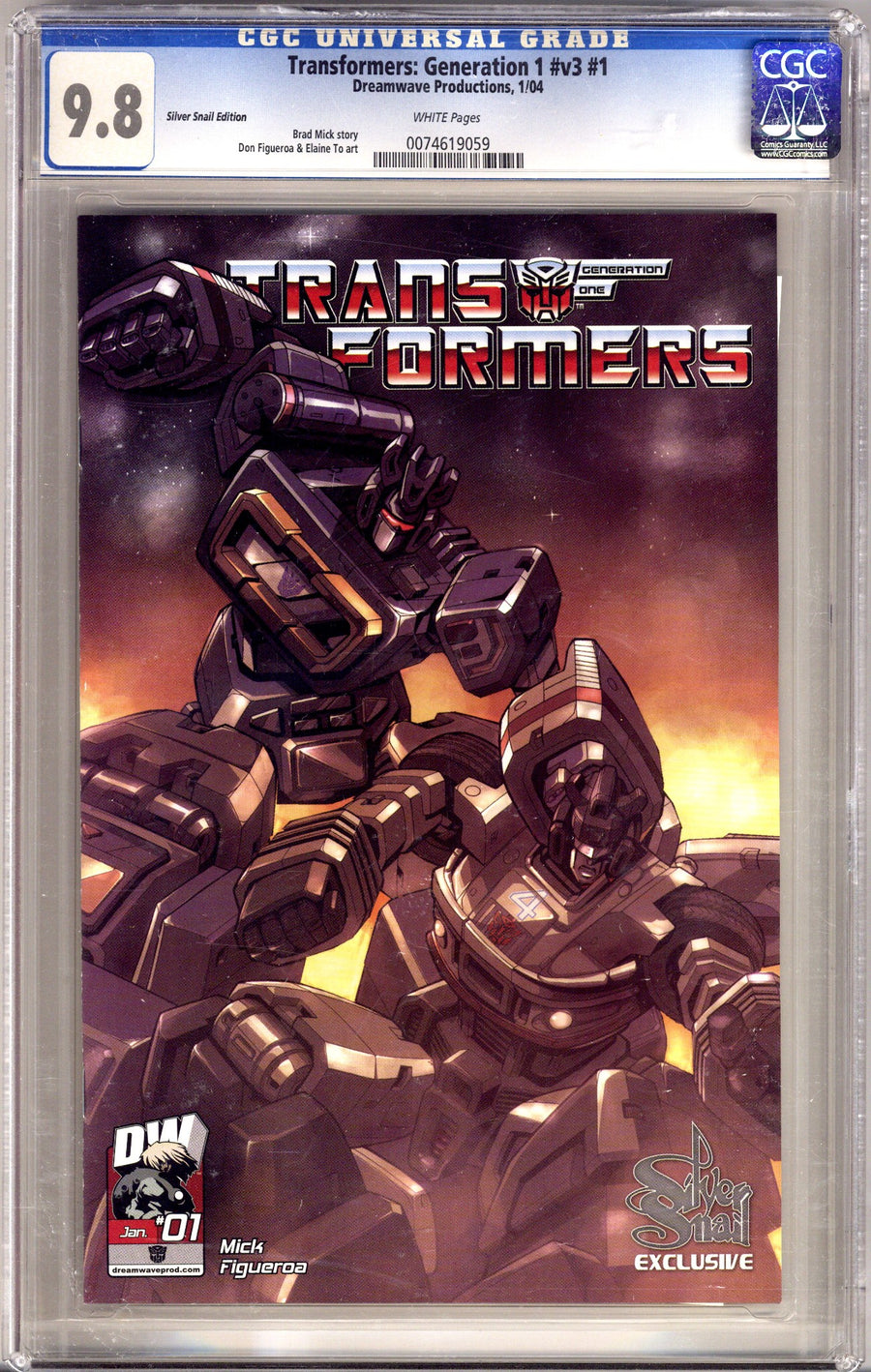 Transformers: Generation One 1 CGC 9.8 (NM/M) Cracked & Scuffed (2004) Figueroa Exclusive Variant 