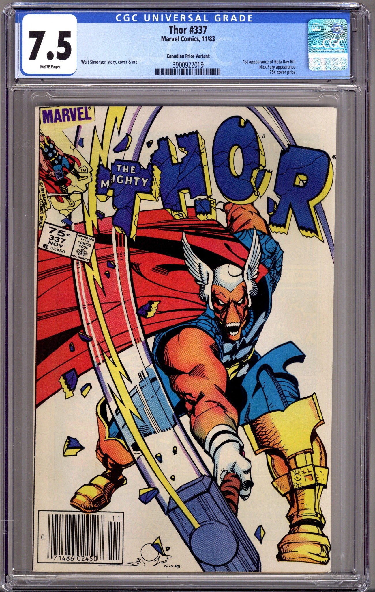 Thor Vol 1 337 CGC 7.5 (VF-) (1983) Canadian Price Variant 