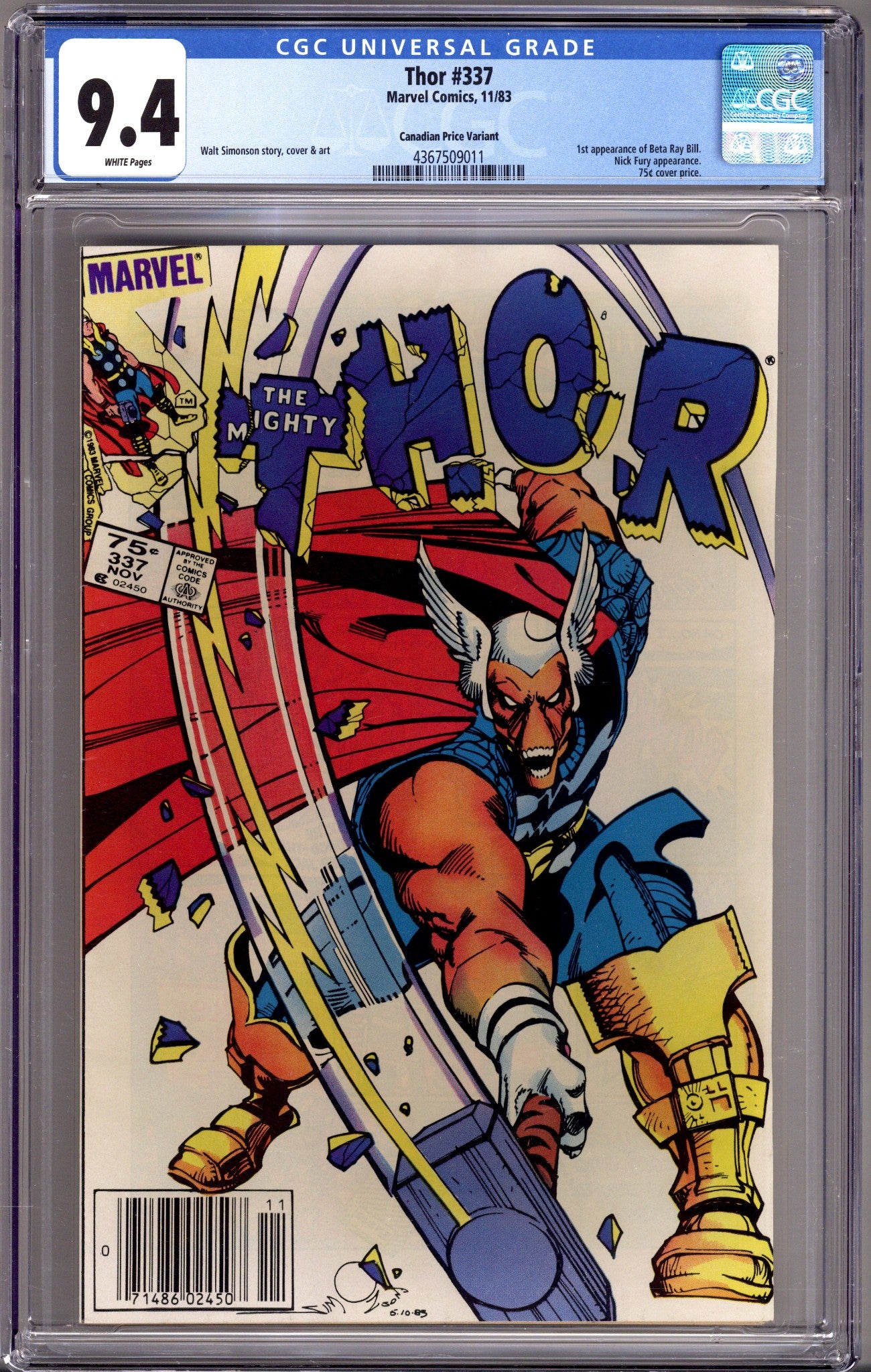 Thor Vol 1 337 CGC 9.4 (NM) (1983) Canadian Price Variant 