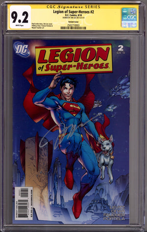 Legion of Super-Heroes Vol 6 2 CGC 9.2 (NM-) (2010) Lee Variant Signed x1 Cover Jim Lee