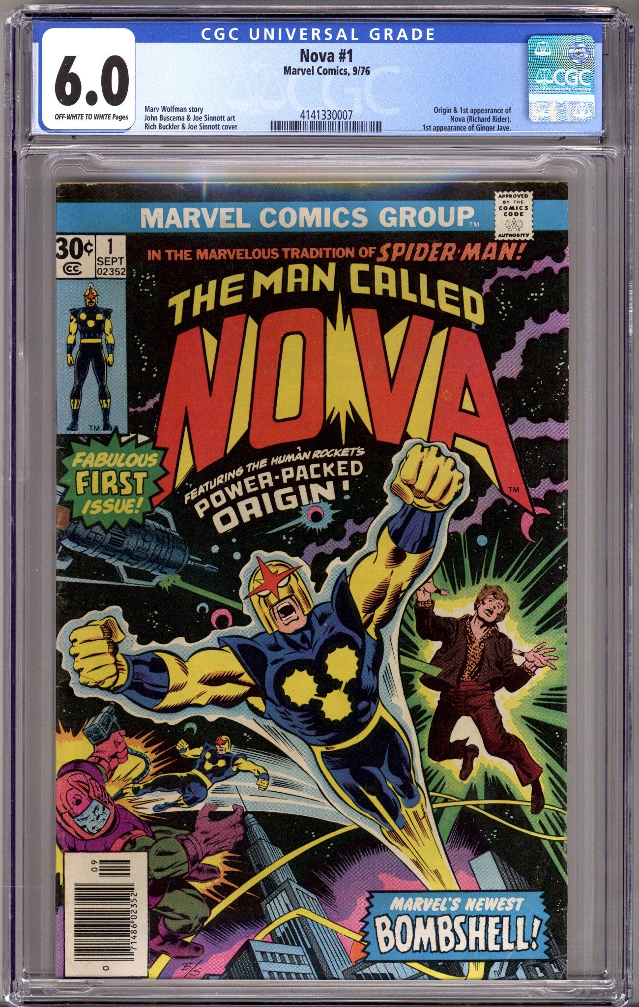 Nova Vol 1 1 CGC 6.0 (FN) (1976) 