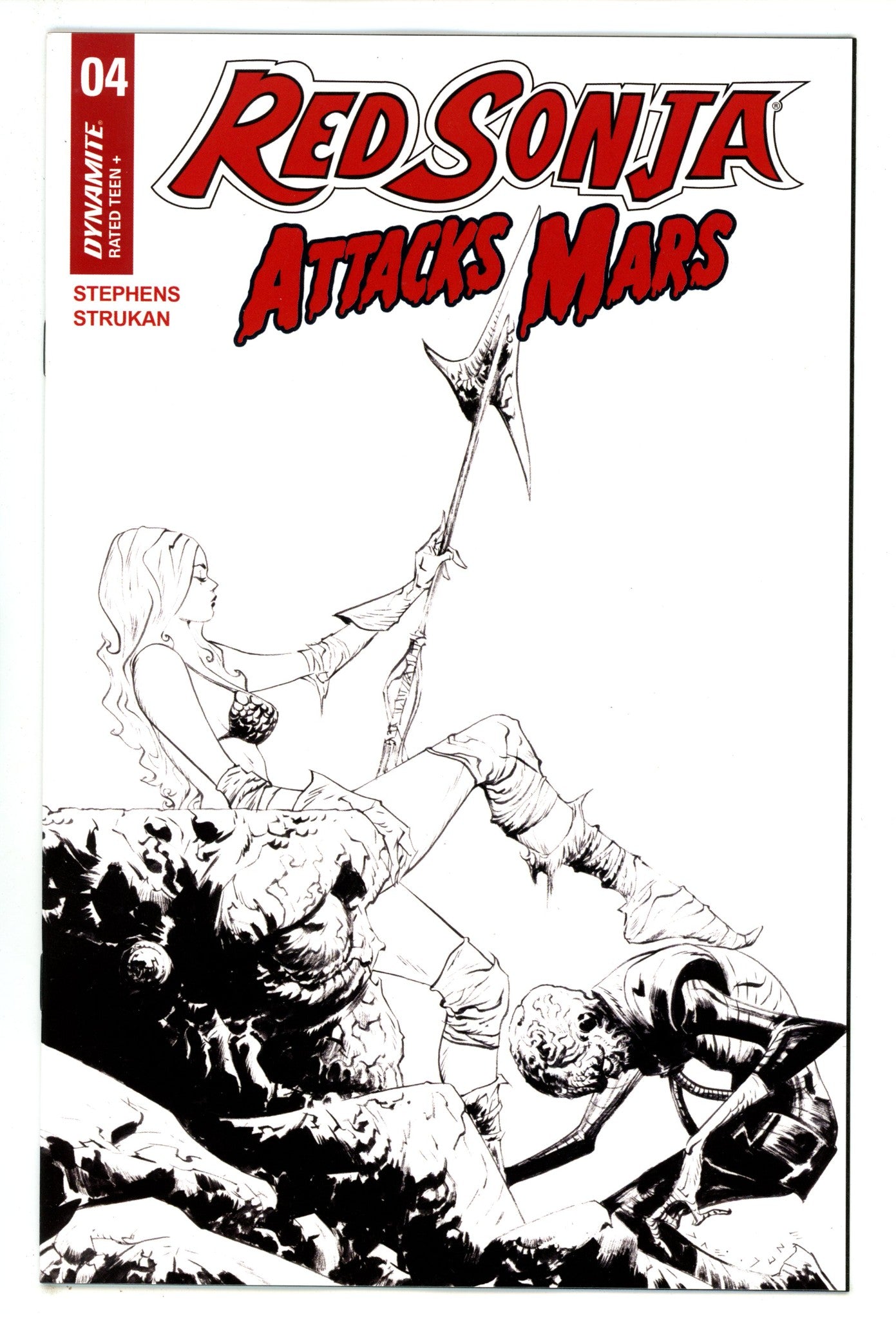 Red Sonja Attacks Mars 4 Lee B&W Incentive (2025)
