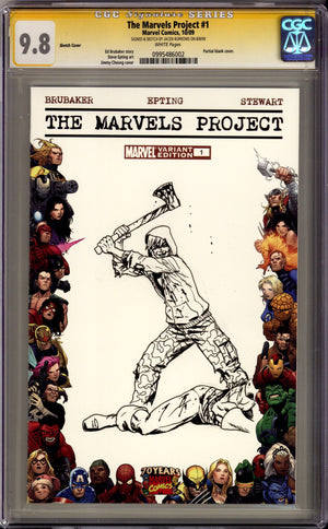 The Marvels Project 1 CGC 9.8 (NM/M) (2009) Blank Variant Signed / Remarked x1 Cover Jacen Burrows