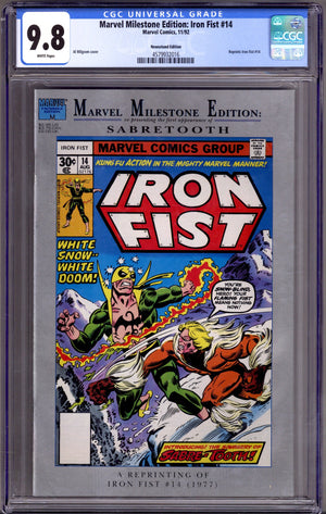 Marvel Milestone Edition: Iron Fist #14 14 CGC 9.8 (NM/M) (1992) Newsstand
