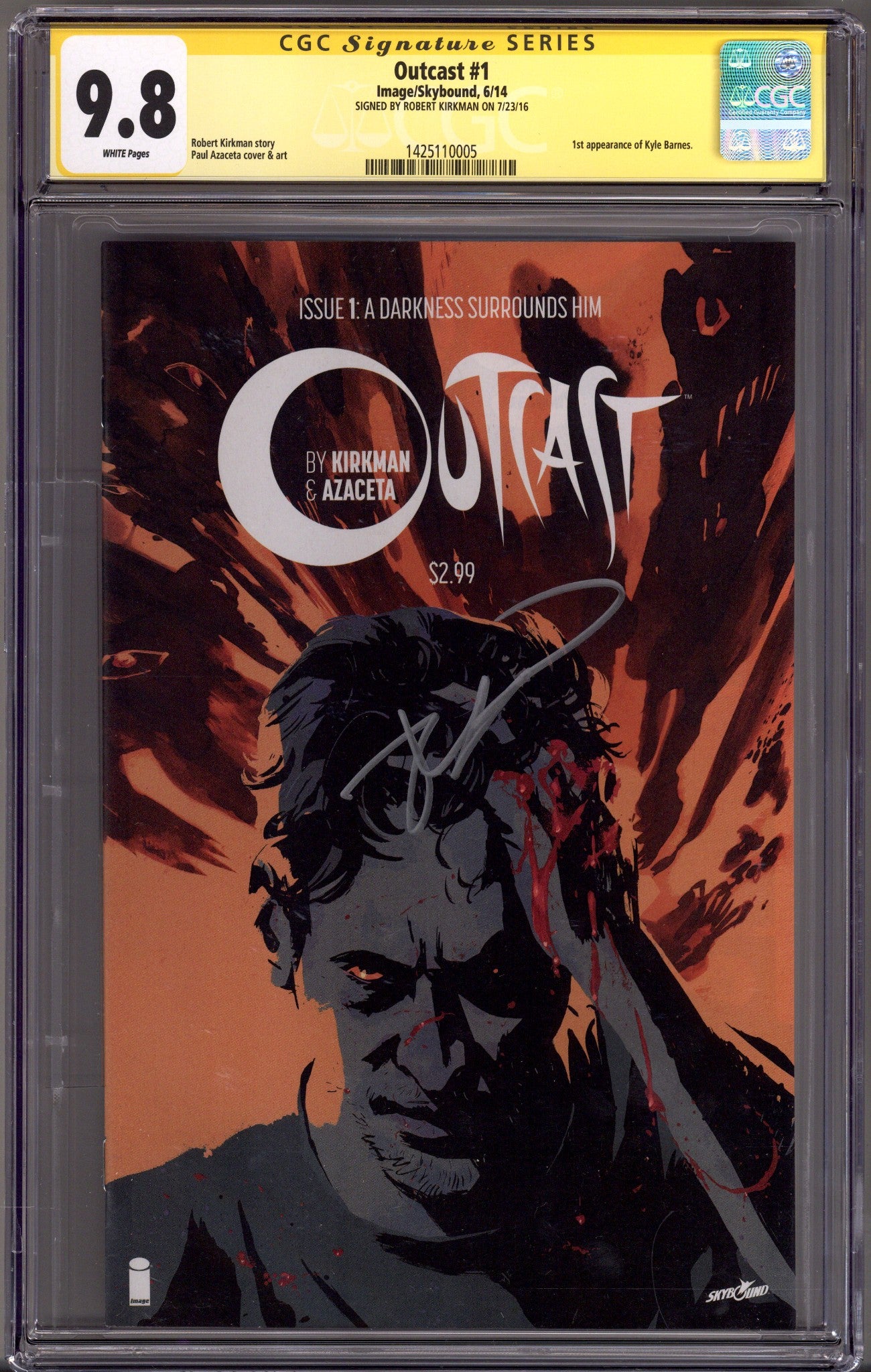Outcast by Kirkman & Azaceta 1 CGC 9.8 (NM/M) (2014) Signed x1 Cover Robert Kirkman 