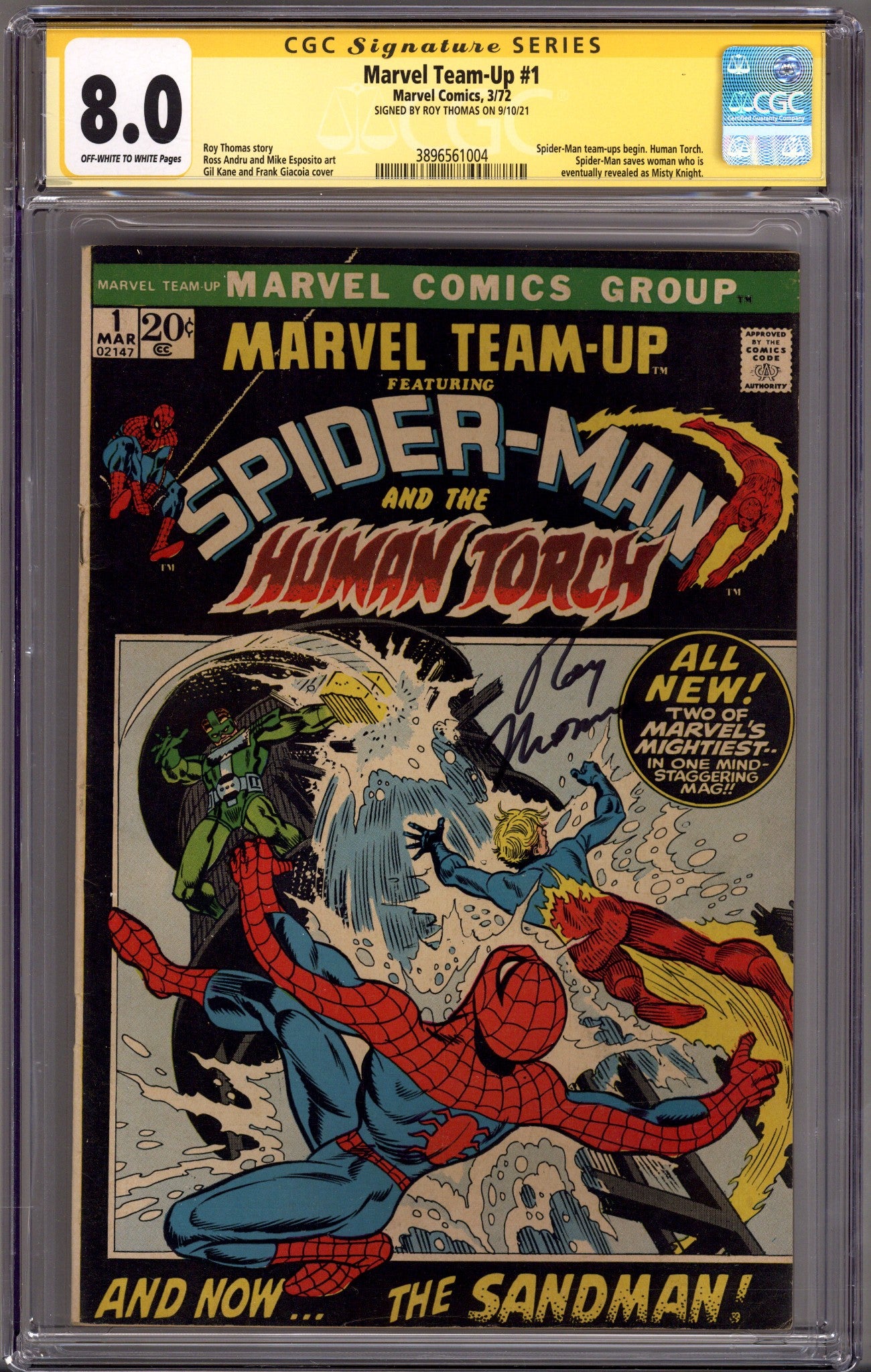 Marvel Team-Up Vol 1 1 CGC 8.0 (VF) (1972) Signed x1 Cover Roy Thomas 