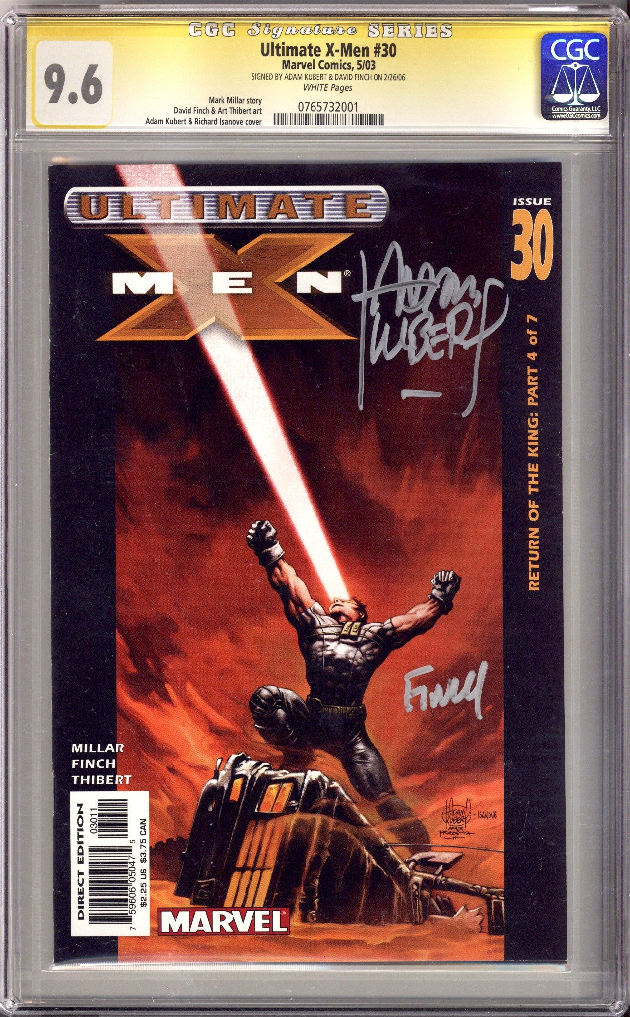 Ultimate X-Men Vol 1 30 CGC 9.6 (NM+) (2003) Signed x2 Cover Adam Kubert & David Finch 