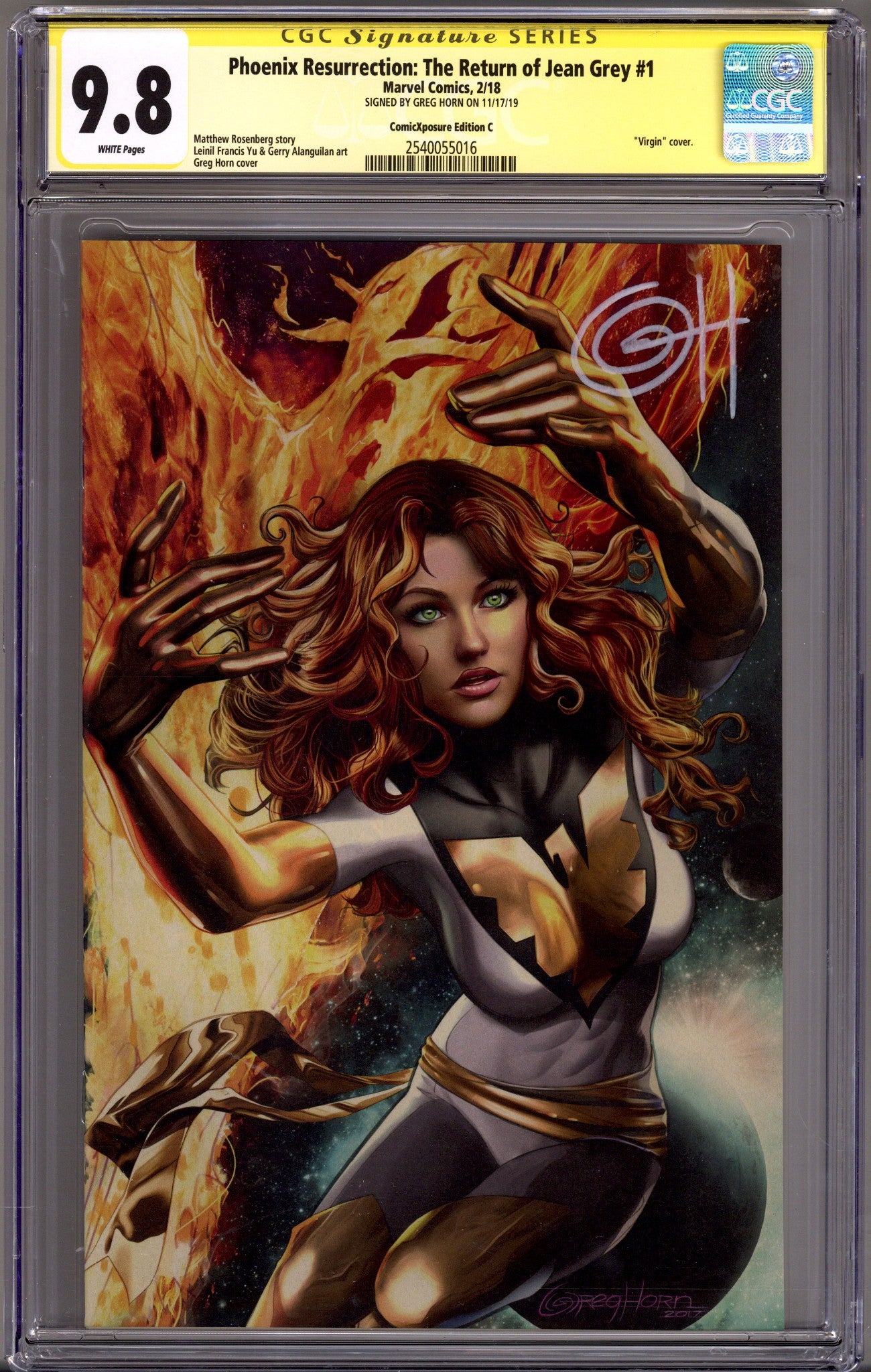 Phoenix Resurrection: The Return of Jean Grey 1 CGC 9.8 (NM/M) (2018) Horn Virgin Exclusive Variant Signed x1 Cover Greg Horn 
