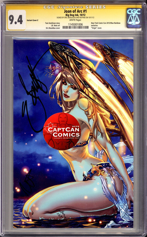 Joan of Arc 1 CGC 9.4 (NM) (2012) Basaluda Virgin Nude Exclusive Variant Signed x2 Cover Nei Ruffino & Eric Basaluda