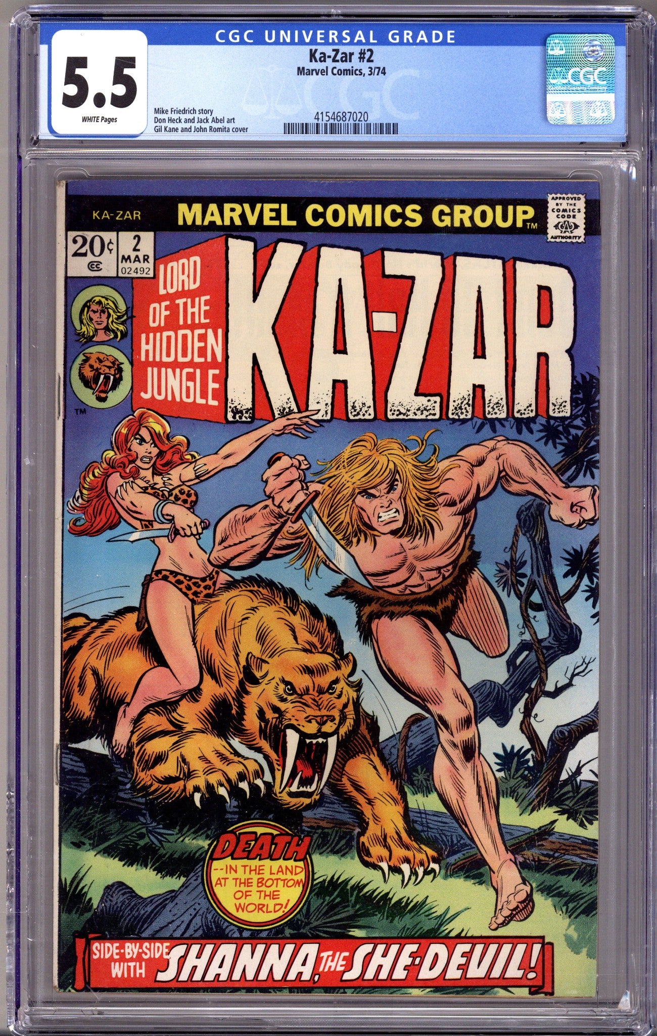 Ka-Zar Vol 2 2 CGC 5.5 (FN-) Cracked Case  (1974)        