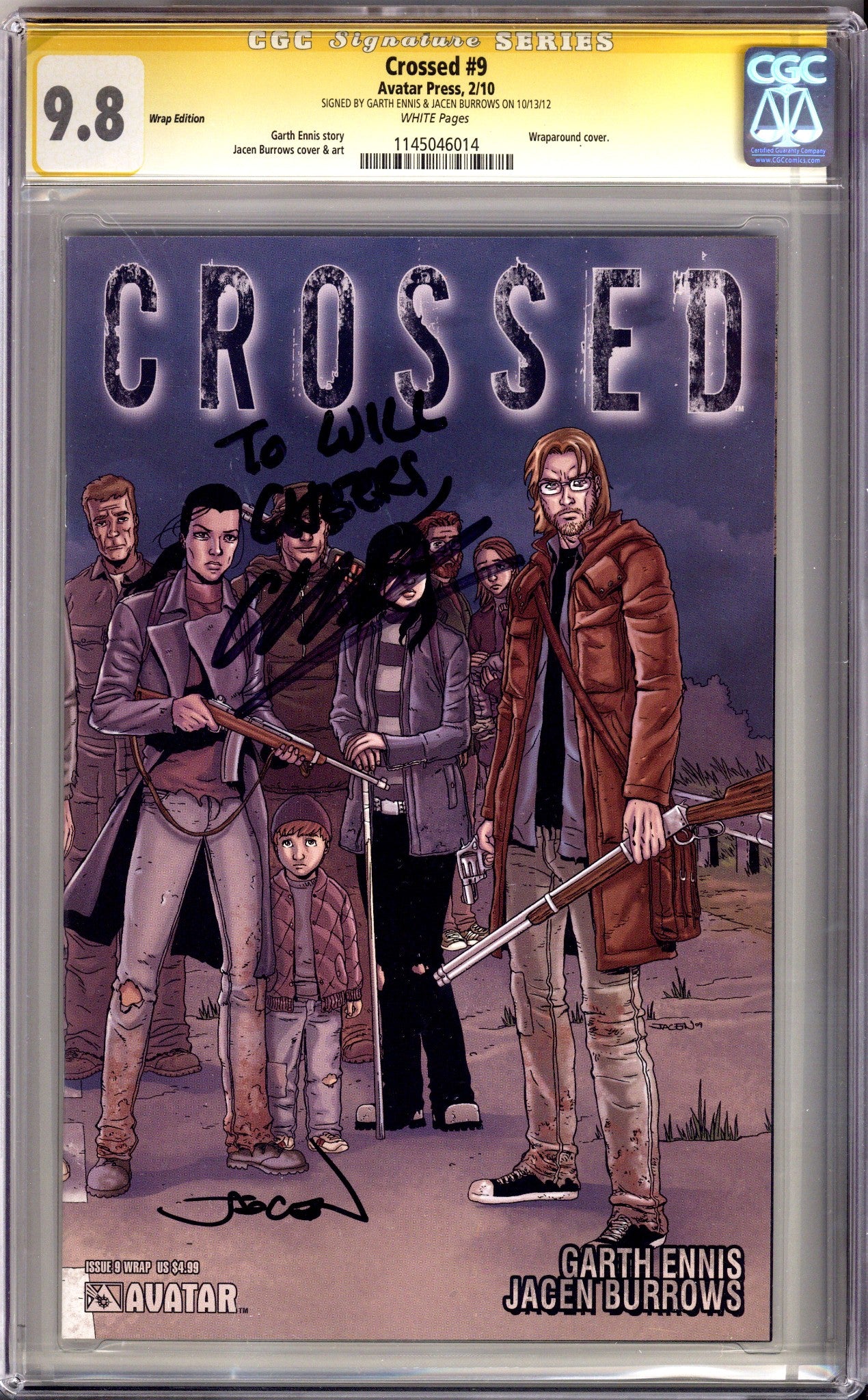 Crossed 9 CGC 9.8 (NM/M) (2010) Burrows Wraparound Variant Signed x2 Cover Garth Ennis & Jacen Burrows 