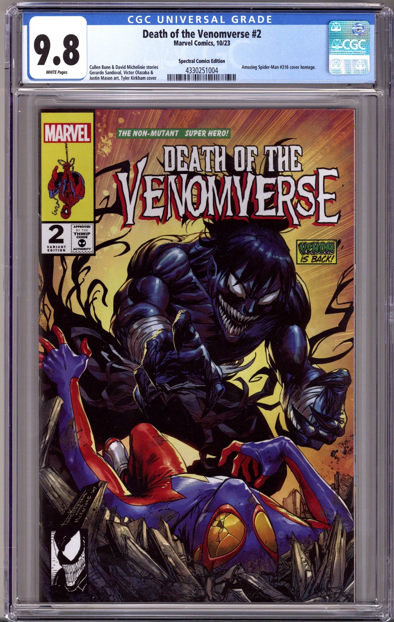 Death of the Venomverse 2 CGC 9.8 (NM/M) (2023) Kirkham Homage Variant
