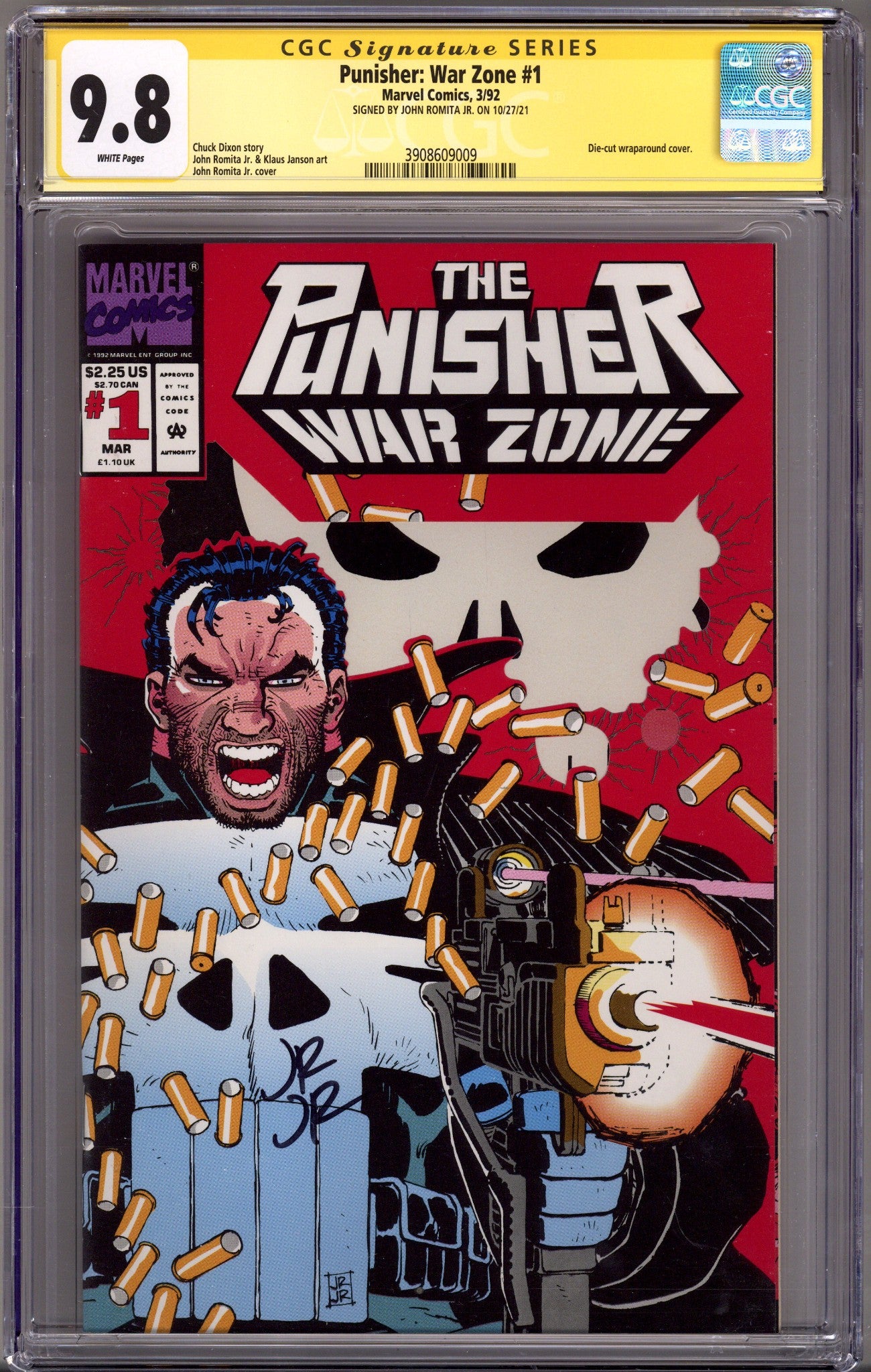 The Punisher: War Zone Vol 1 1 CGC 9.8 (NM/M) (1992) Signed x1 Cover John Romita Jr. 