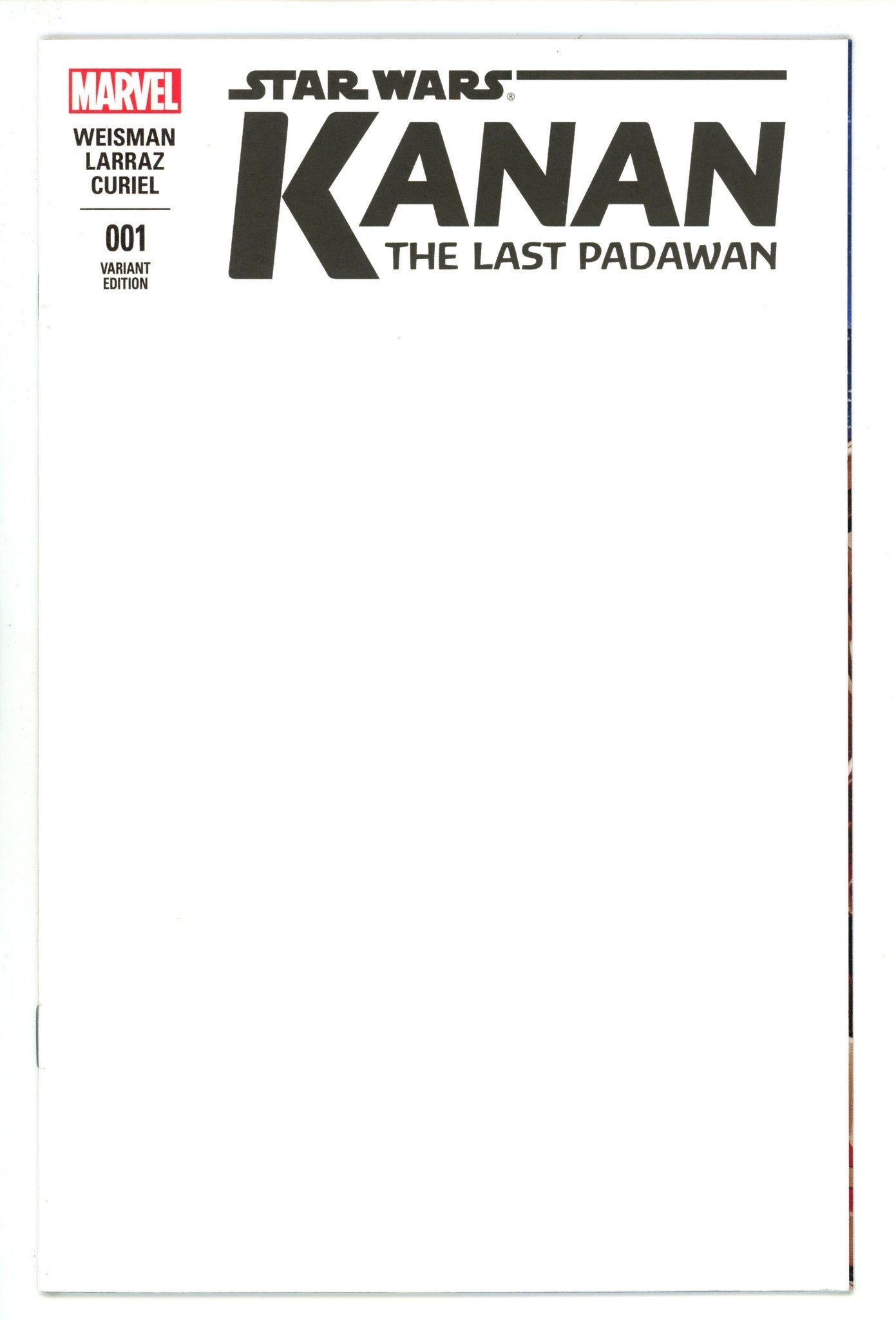 Kanan the Last Padawan 1 VF/NM (9.0) (2015) Blank Variant 