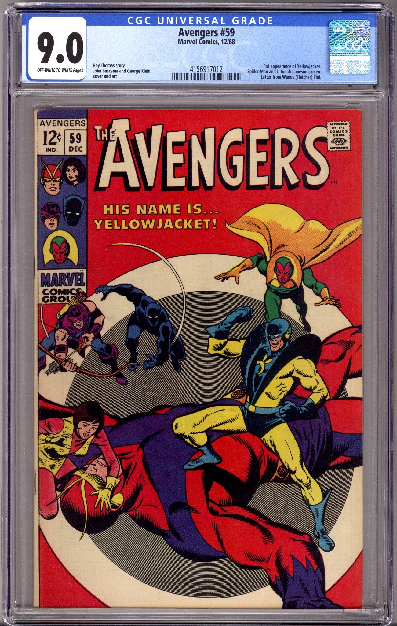 The Avengers Vol 1 59 CGC 9.0 (VF/NM) (1968)
