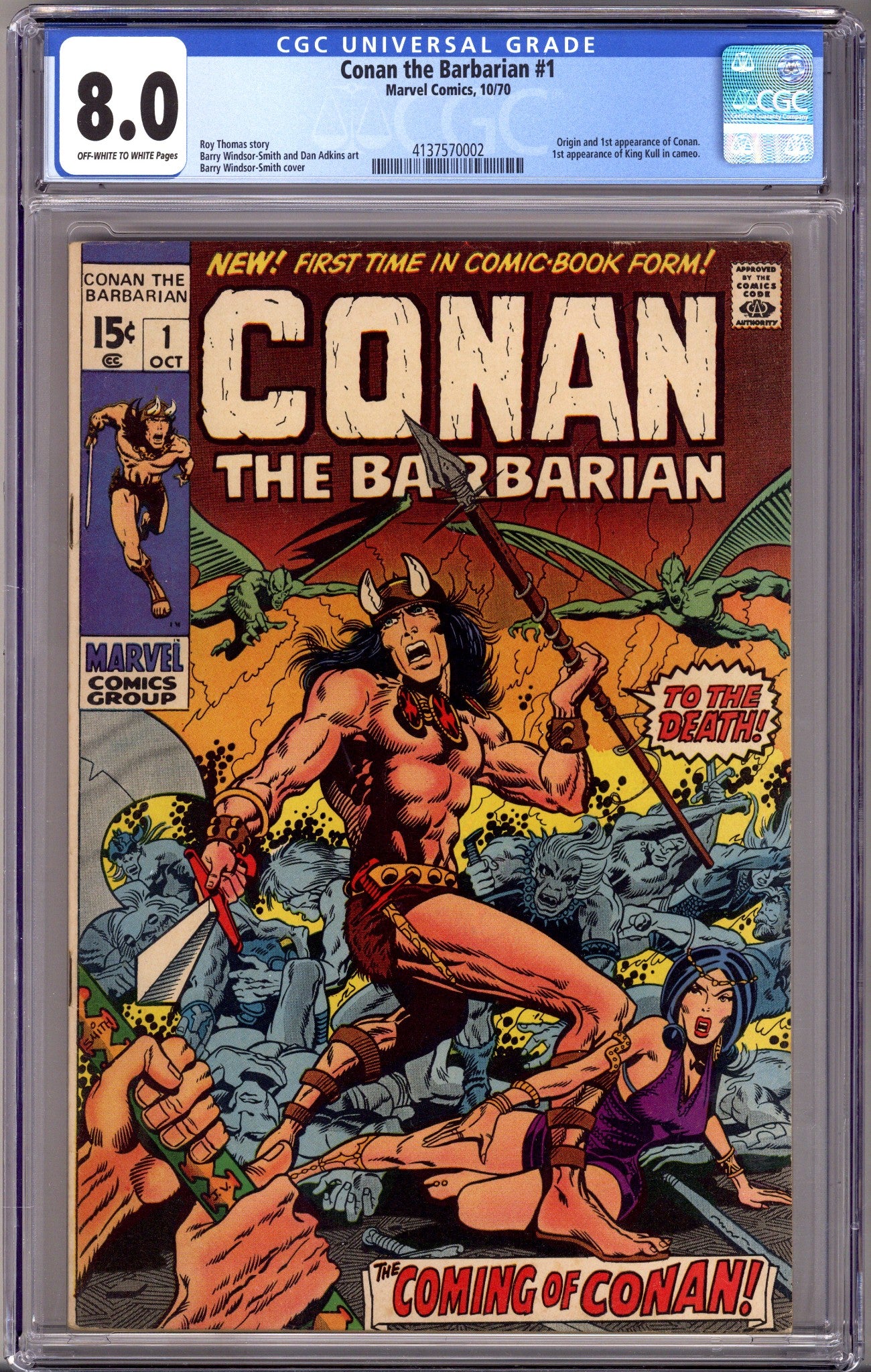 Conan the Barbarian Vol 1 1 CGC 8.0 (VF) (1970)