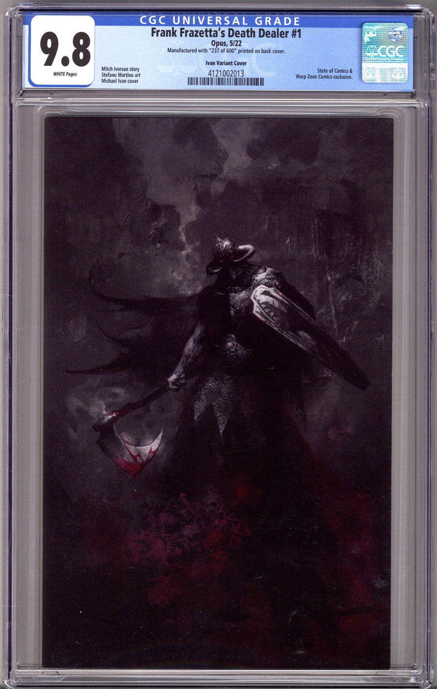 Frank Frazetta's Death Dealer 1 CGC 9.8 (NM/M) (2022) Ivan Virgin Exclusive Variant