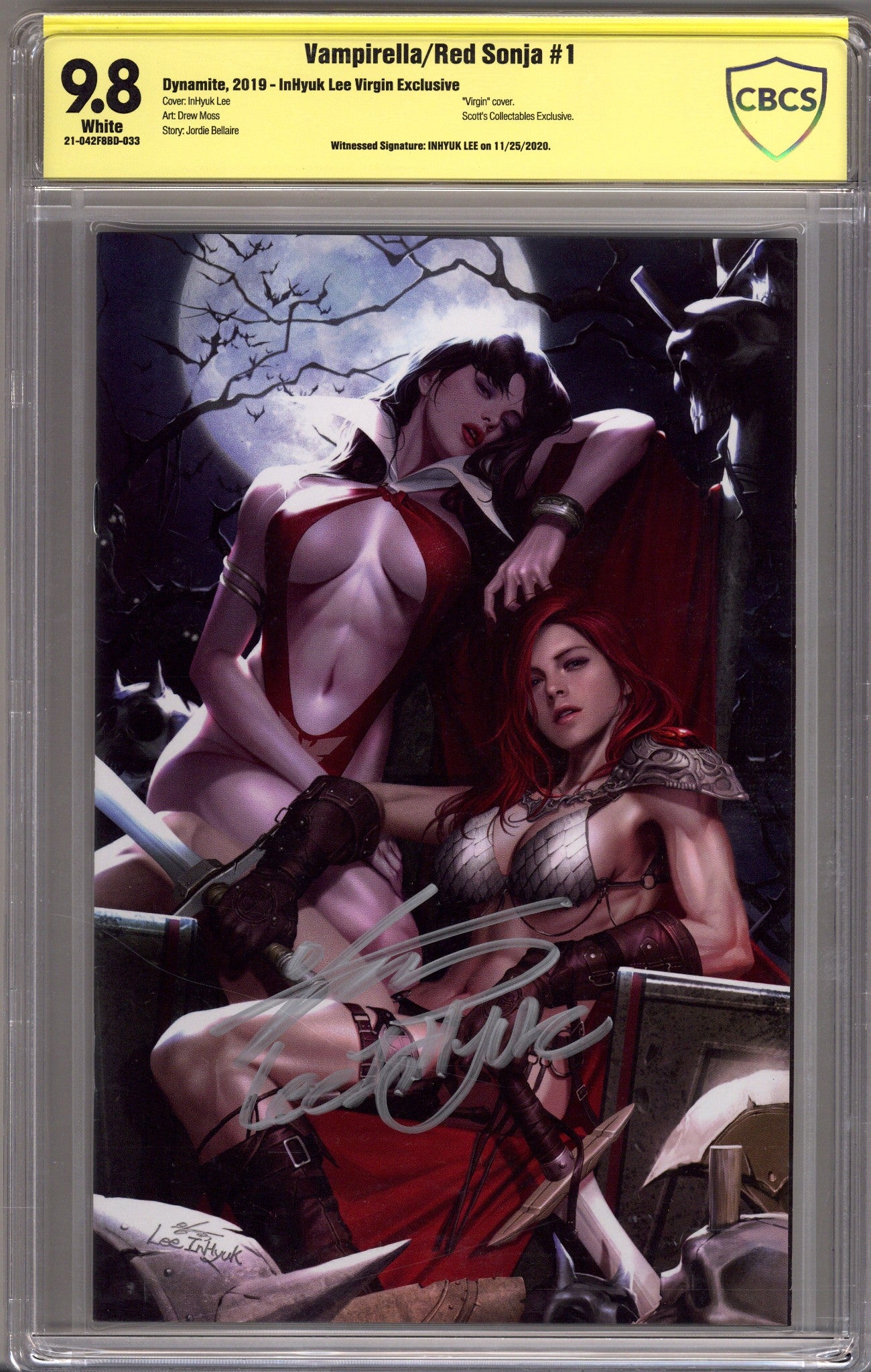 Vampirella / Red Sonja 1 CBCS 9.8 (NM/M) (2019) Lee Virgin Exclusive Variant Signed x1 Cover Inhyuk Lee 