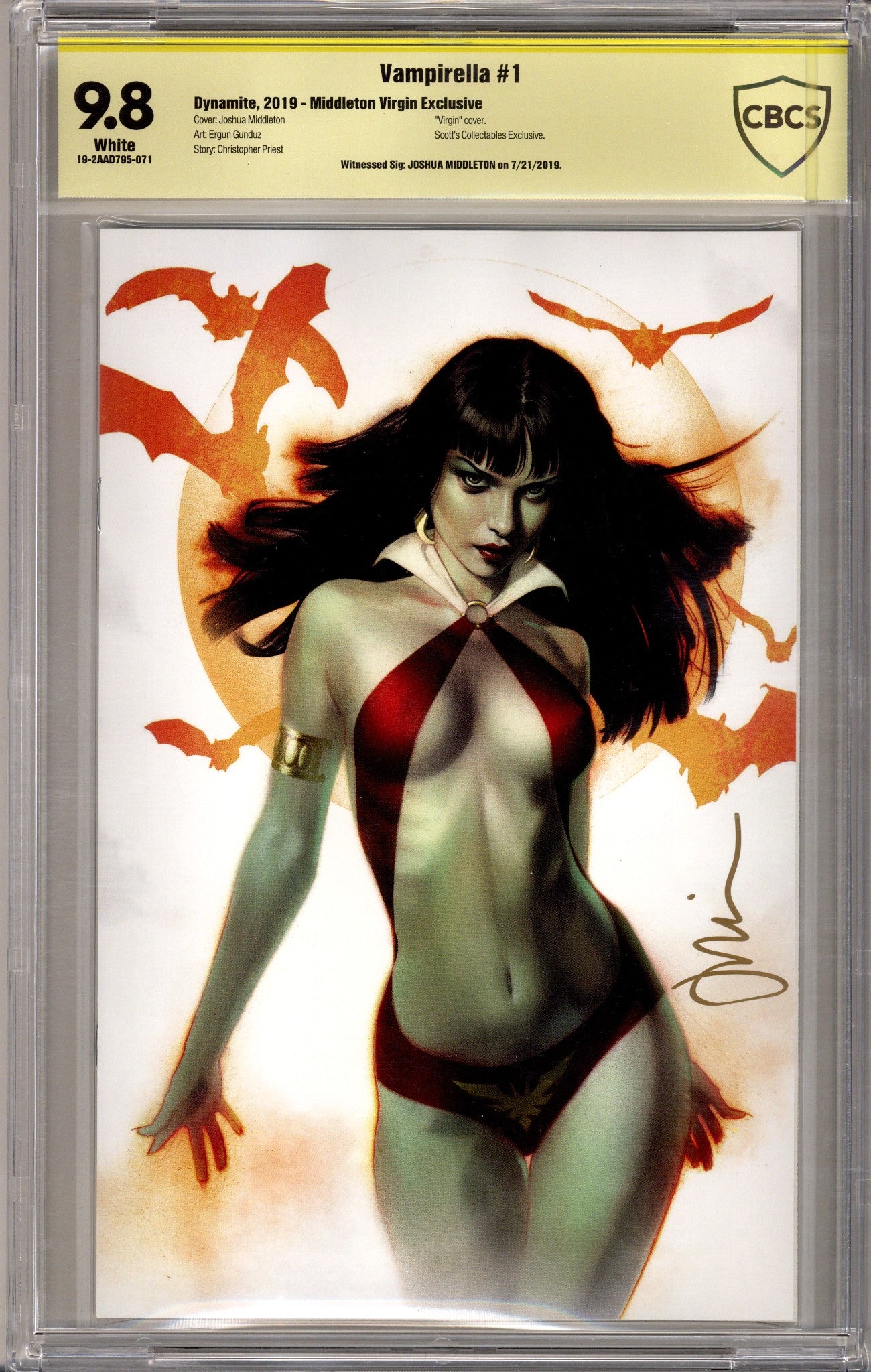 Vampirella Vol 6 1 Middleton Virgin Exclusive Variant CBCS 9.8 Signed Joshua Middleton (2019)