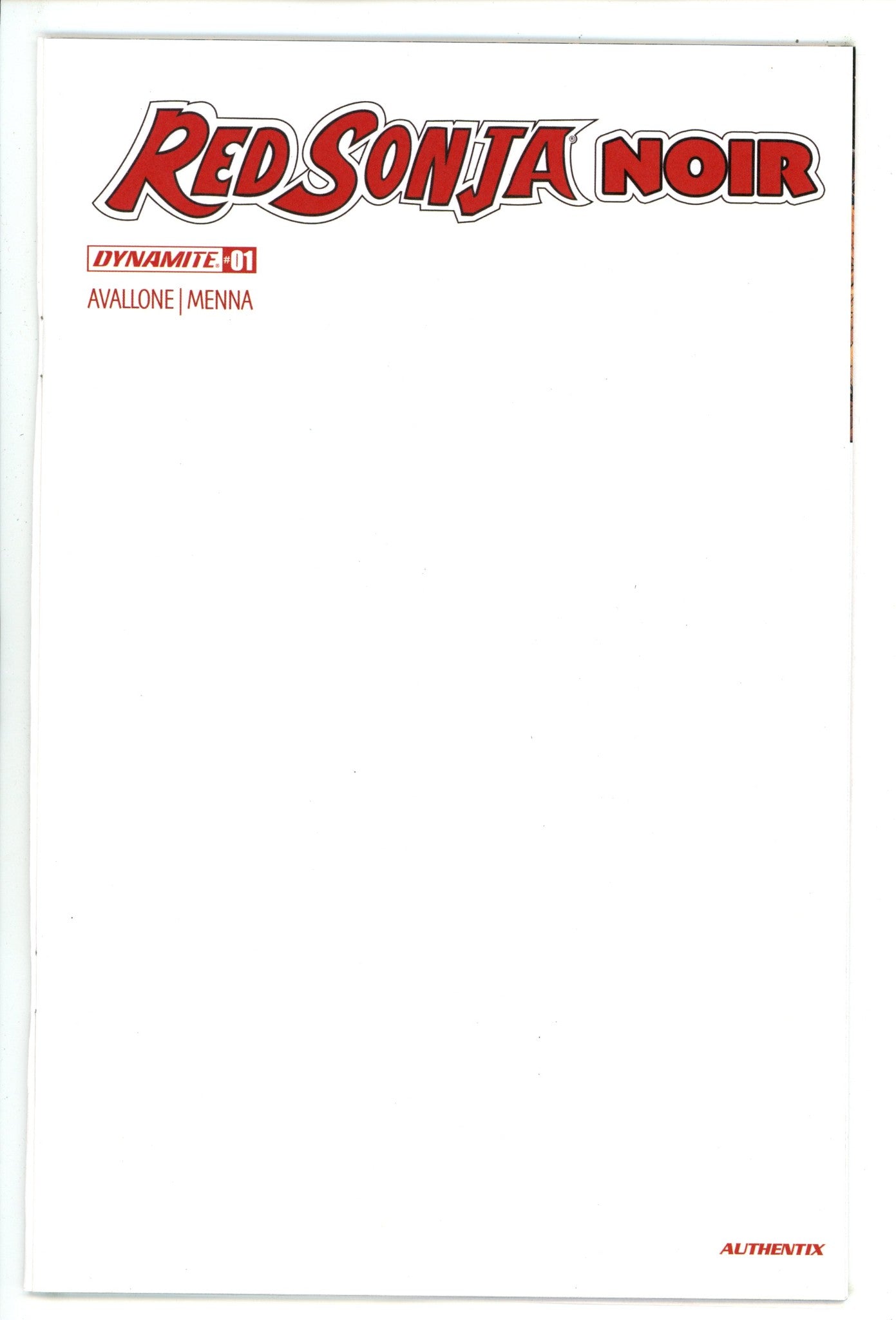 Red Sonja Noir 1 Blank Variant (2025)