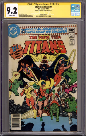 The New Teen Titans Vol 1 1 CGC 9.2 (NM-) (1980) Newsstand Signed x1 Cover George Perez
