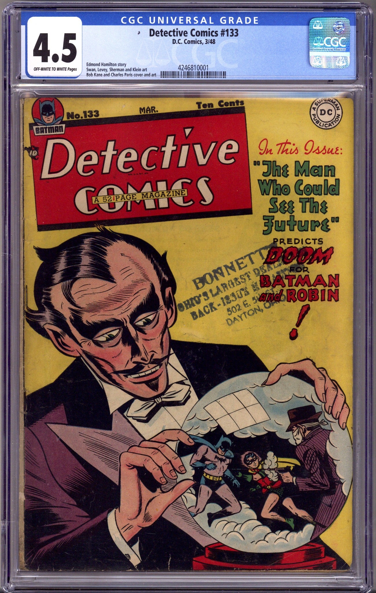 Detective Comics Vol 1 133 CGC 4.5 (VG+) (1948)