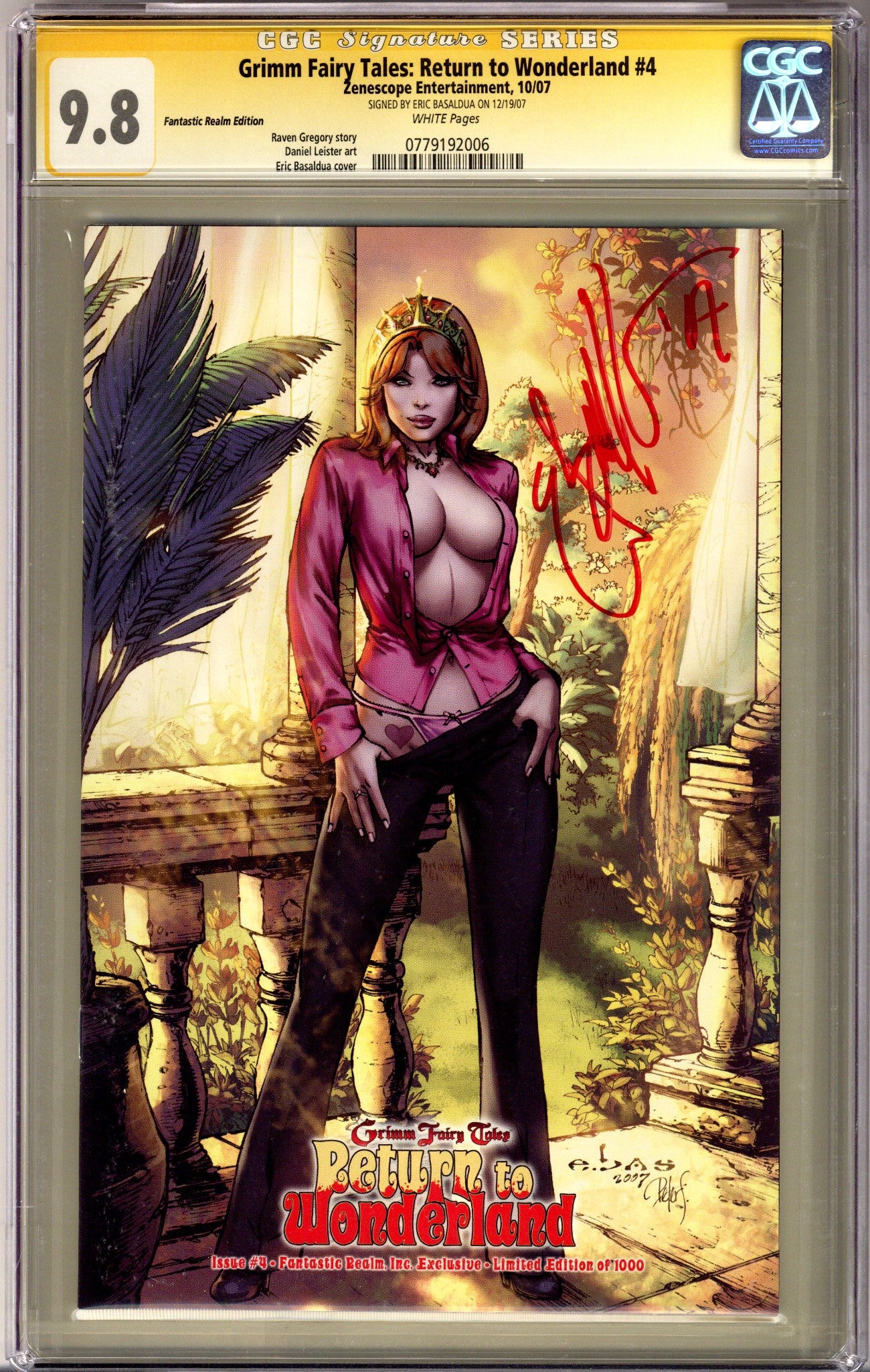 Grimm Fairy Tales: Return to Wonderland 4 CGC 9.8 (NM/M) /1000 (2007) Basaldua Exclusive Variant Signed x1 Cover Eric Basaldua 