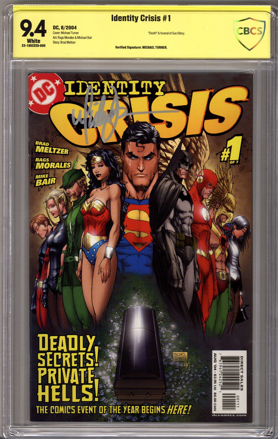 Identity Crisis 1 CBCS 9.4 Signed Michael Turner (2004)