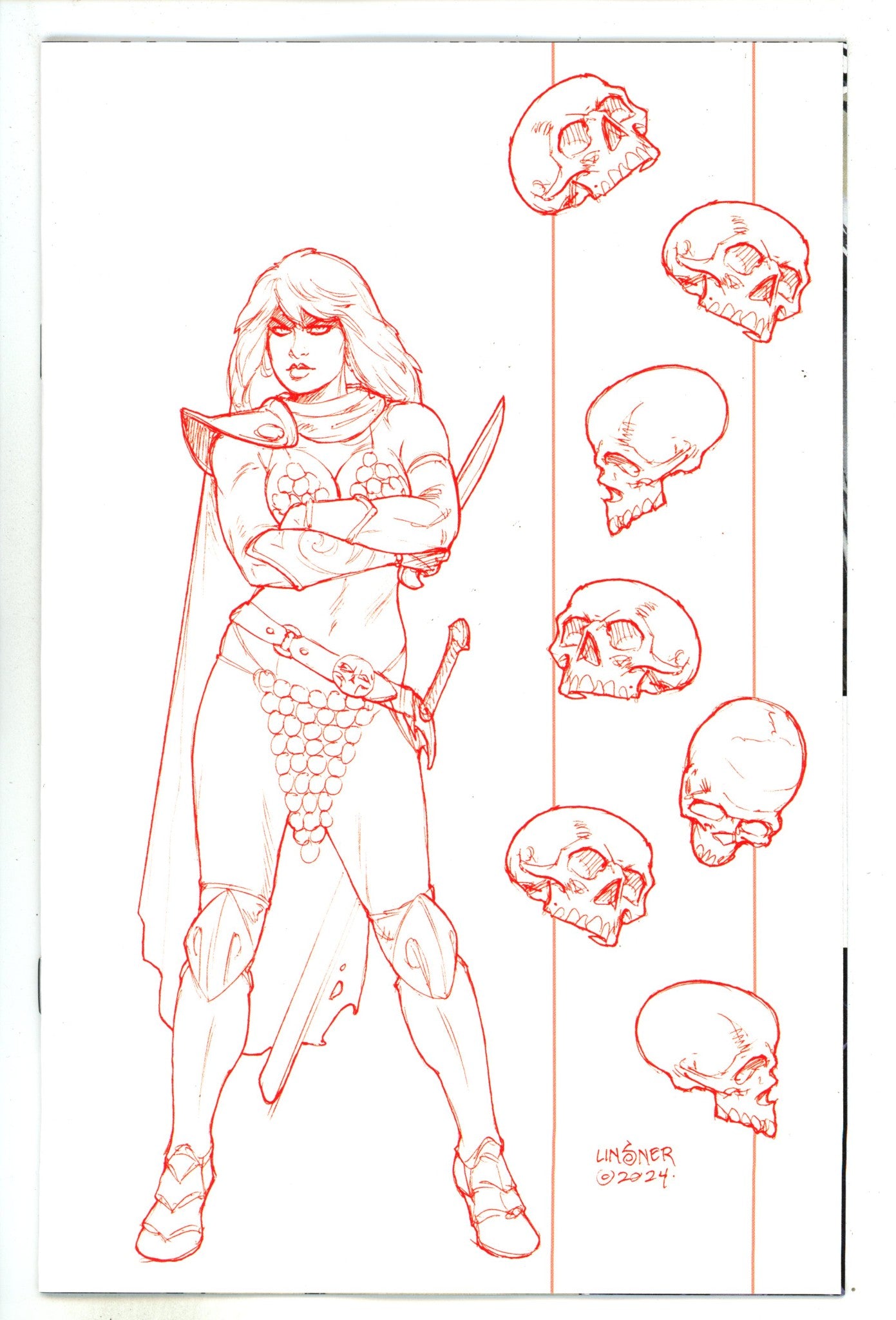 Red Sonja Death And The Devil 4 Linsner Red Line Art Virgin Incentive Variant (2024)