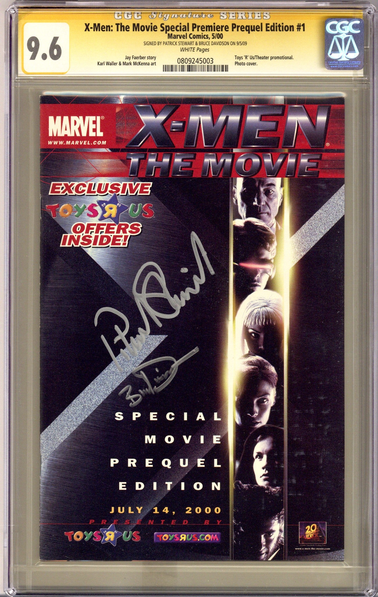 X-Men Movie Special Premiere Prequel Edition [nn] CGC 9.6 (NM+) (2000) Signed x2 Cover Patrick Stewart & Bruce Davidson 