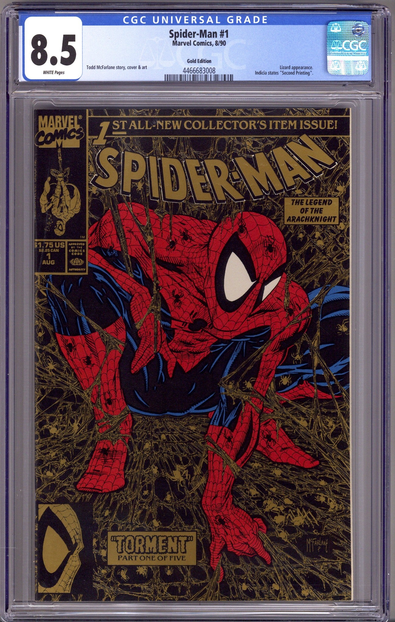 Spider-Man Vol 1 1 CGC 8.5 (VF+) Gold (1990) 2nd Print 