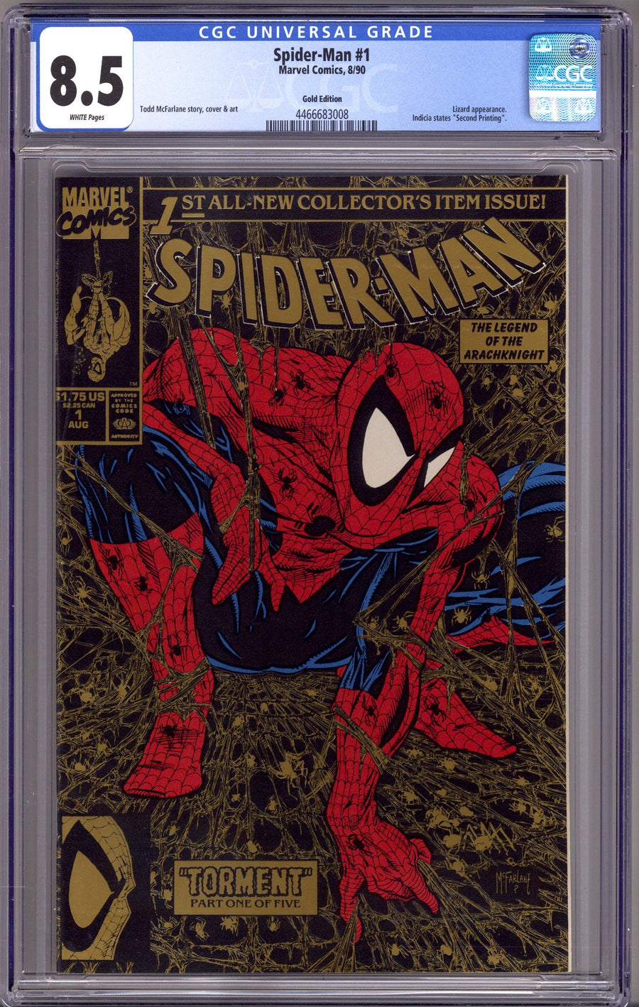 Spider-Man Vol 1 1 CGC 8.5 (VF+) Gold (1990) 2nd Print 