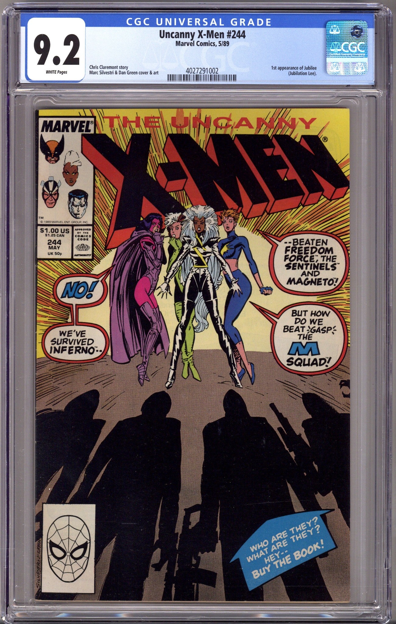 The Uncanny X-Men Vol 1 244 CGC 9.2 (NM-) (1989) 