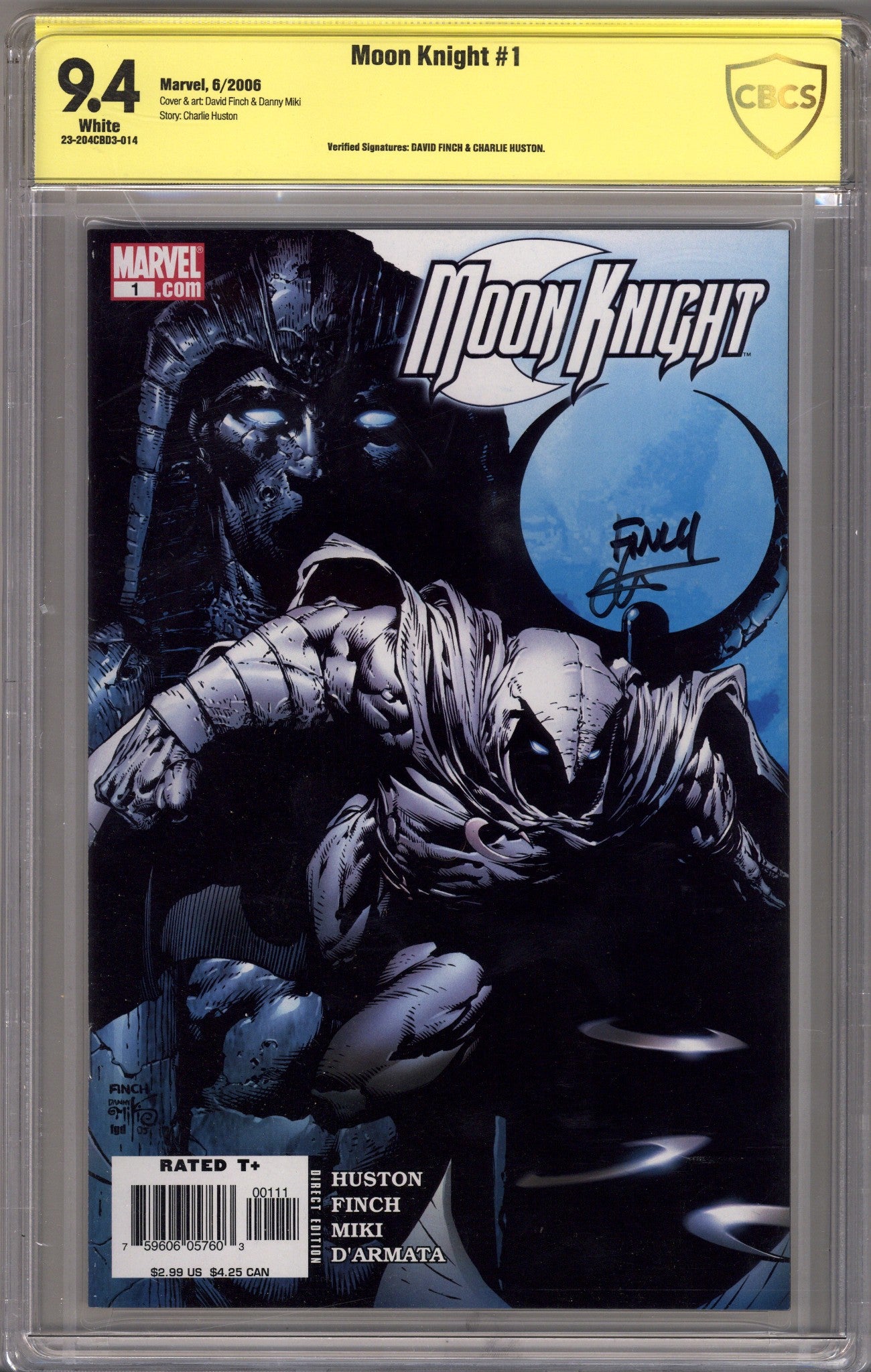 Moon Knight Vol 5 1 CBCS 9.4 (NM)   (2006)        Signed x2 Cover David Finch & Charlie Hutson 