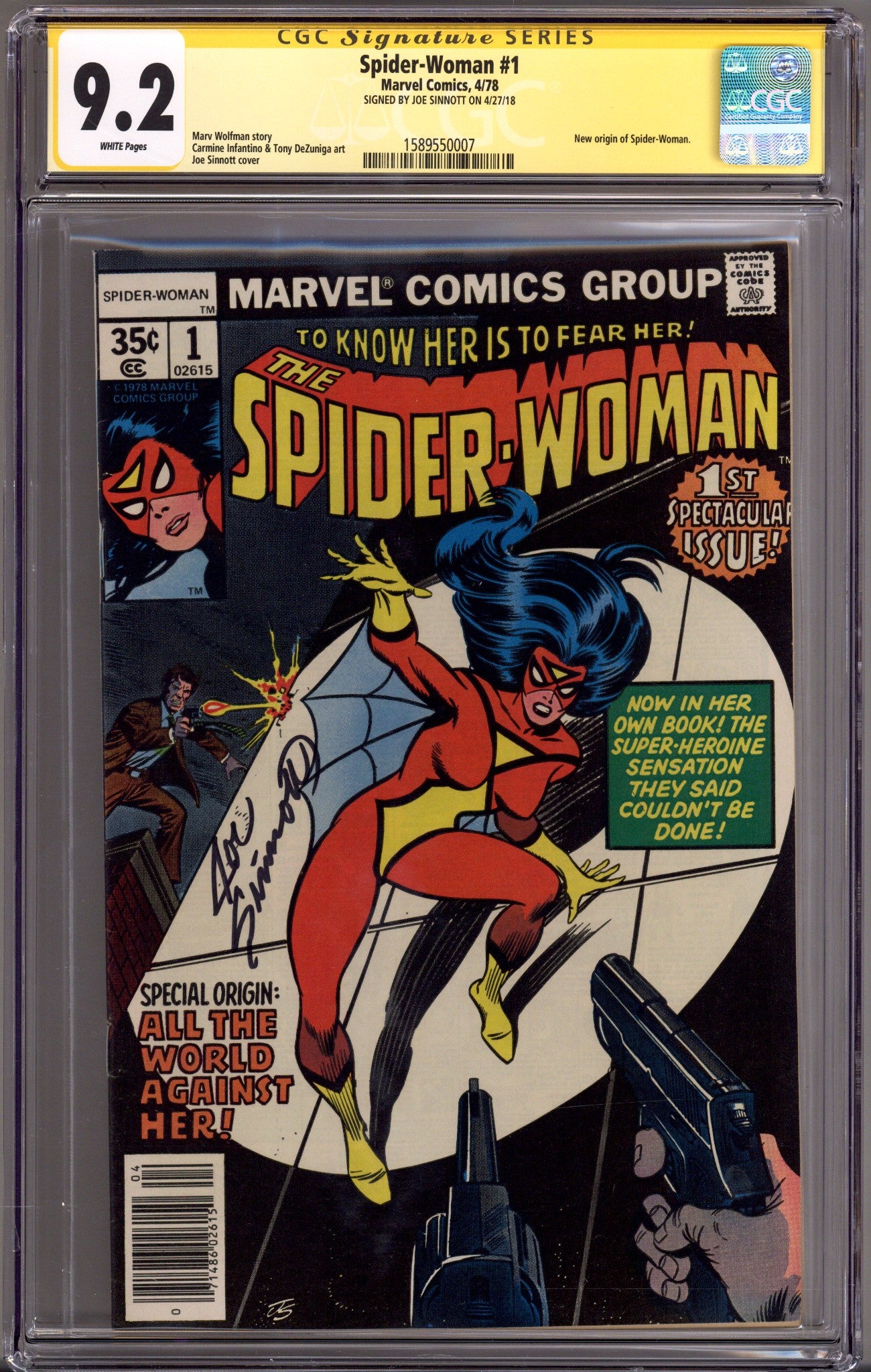 Spider-Woman Vol 1 1 CGC 9.2 (NM-) (1978) Signed x1 Cover Joe Sinnott 