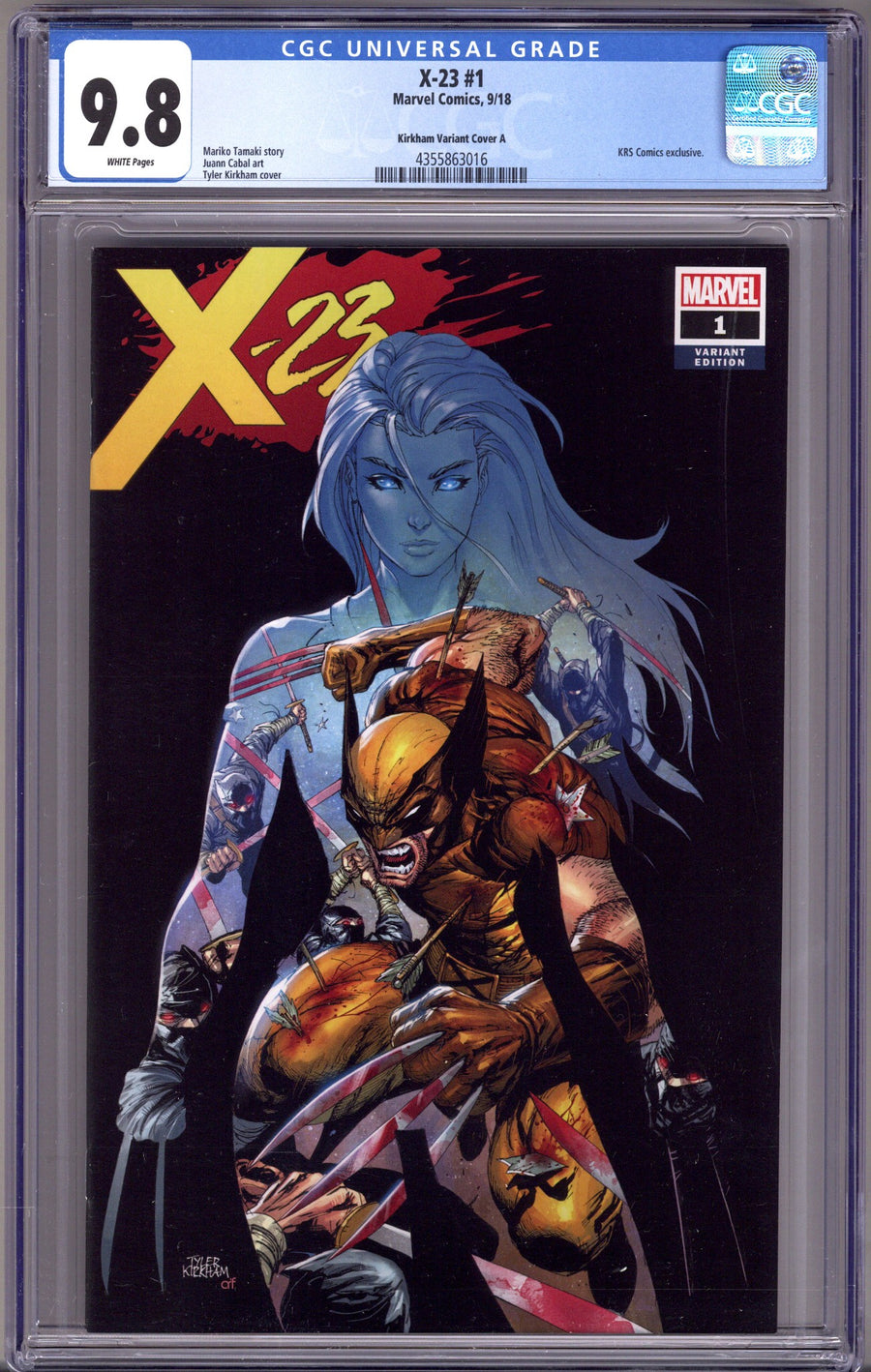 X-23 Vol 4 1 CGC 9.8 (NM/M) (2018) Kirkham Exclusive Variant 