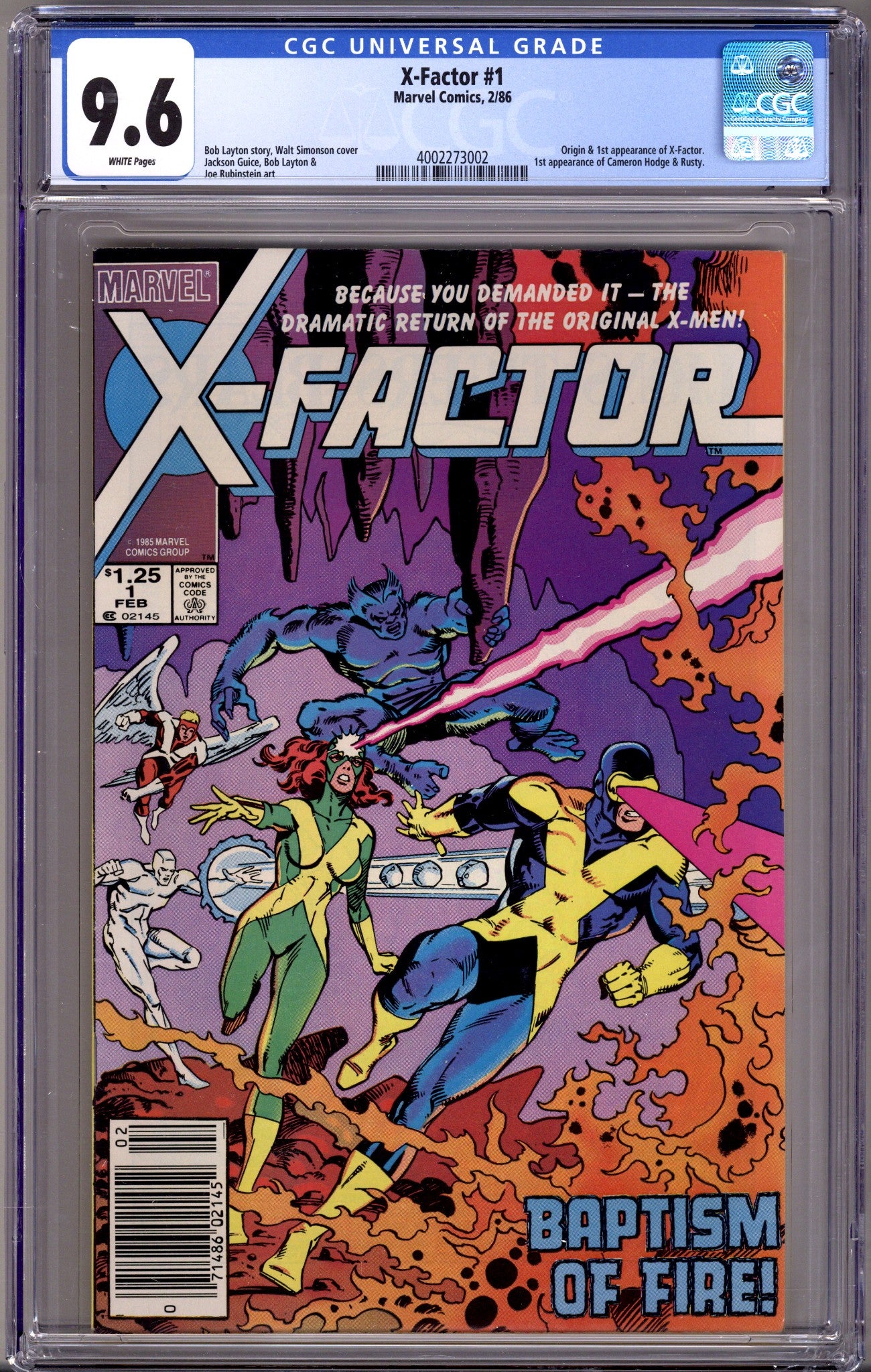 X-Factor Vol 1 1 CGC 9.6 (NM+) (1986) Newsstand 