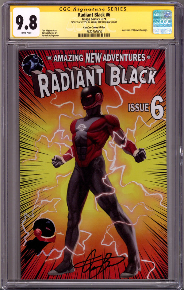 Radiant Black 6 CGC 9.8 (NM/M) (2021) Bartling Homage Exclusive Variant Signed / Remarked x1 Cover Aaron Bartling