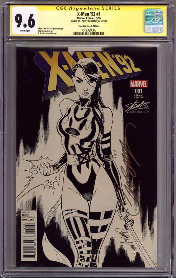 X-Men '92 Vol 2 1 CGC 9.6 (NM+) (2016) Campbell B&W Exclusive Variant Signed x1 Cover J. Scott Campbell