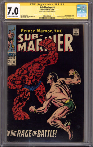 Sub-Mariner Vol 1 8 CGC 7.0 (FN/VF) (1968) Signed x1 Cover Roy Thomas
