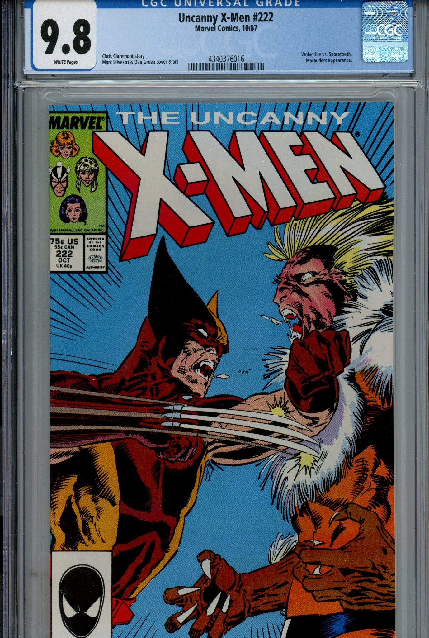 The Uncanny X-Men Vol 1 222 CGC 9.8 (NM/M) (1987) 