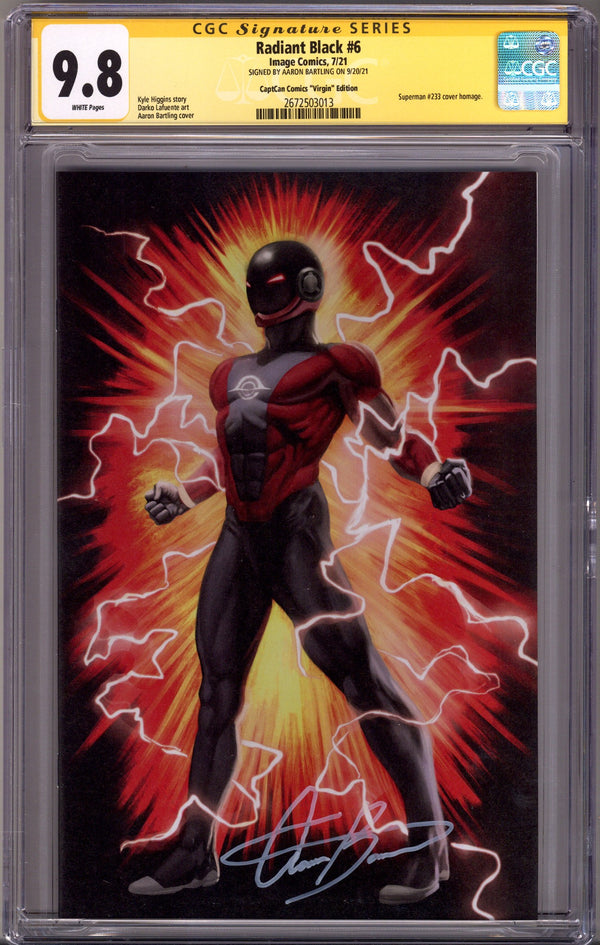 Radiant Black 6 CGC 9.8 (NM/M) (2021) Bartling Homage Virgin Exclusive Variant Signed x1 Cover Aaron Bartling