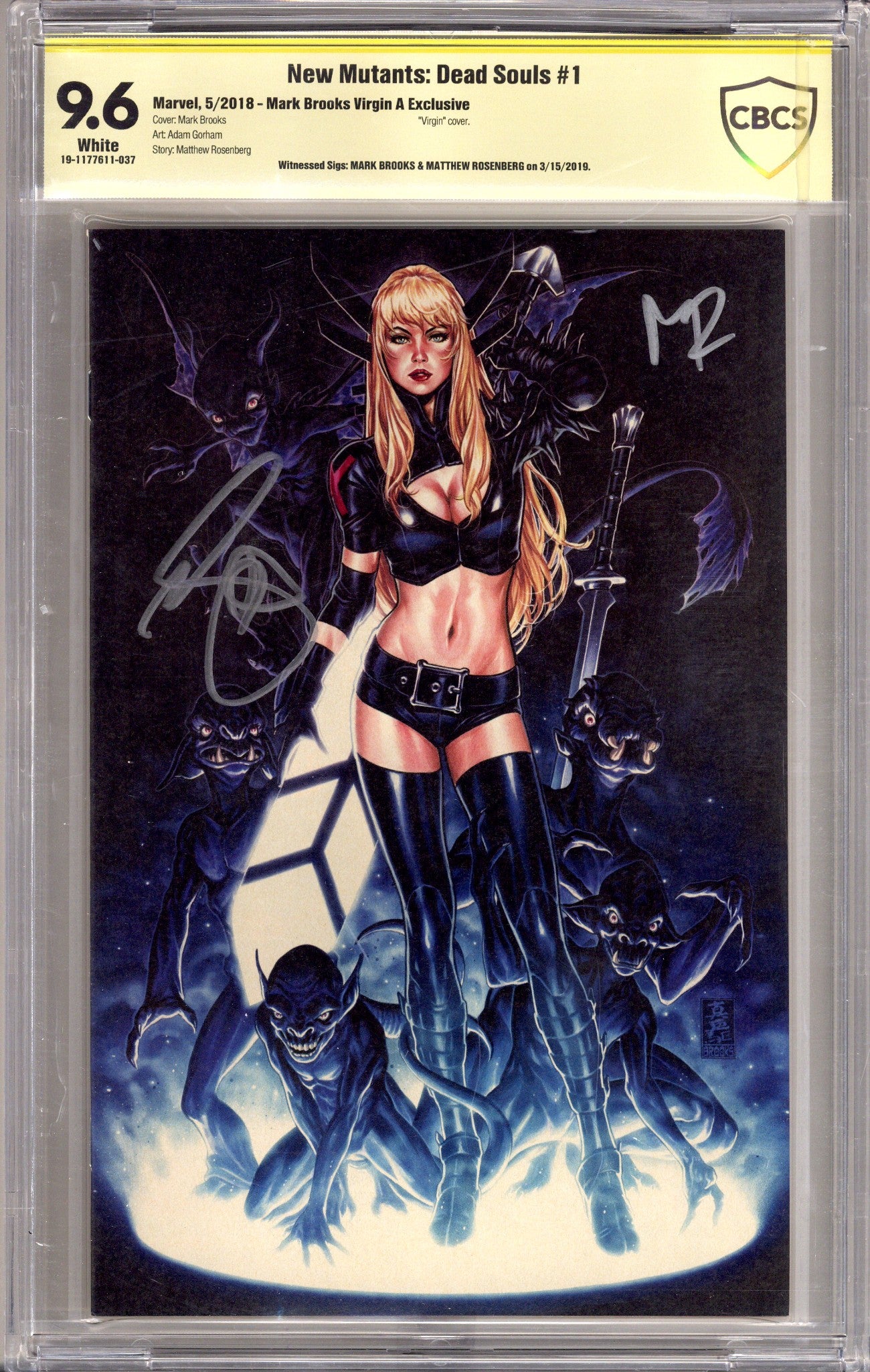 New Mutants Dead Souls   1 CBCS 9.6 (NM+)   (2018) Brooks Virgin   Exclusive Variant  Signed x2 Cover Mark Brooks & Matthew Rosenburg 