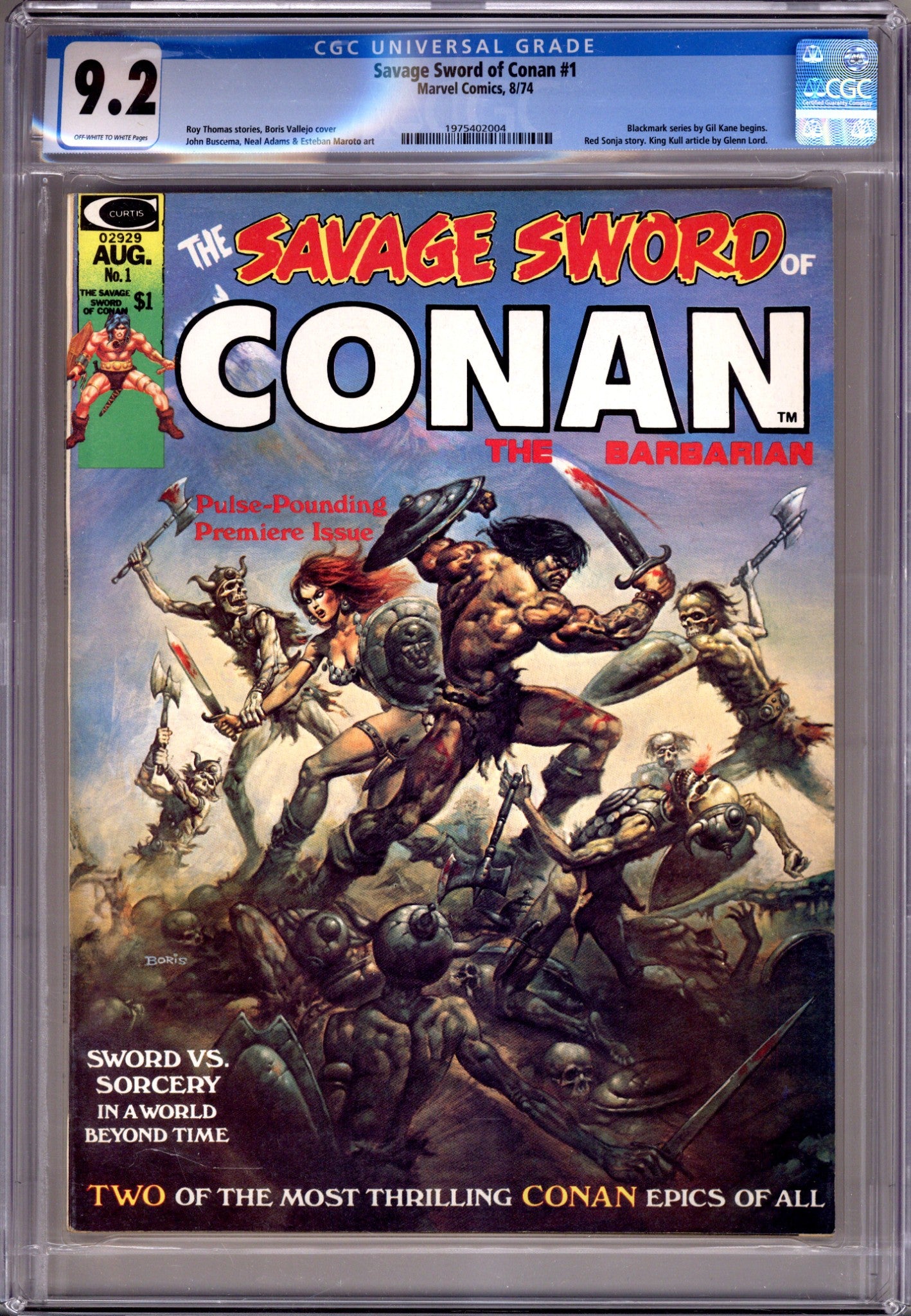 The Savage Sword of Conan Vol 1 1 CGC 9.2 (NM-) (1974) 
